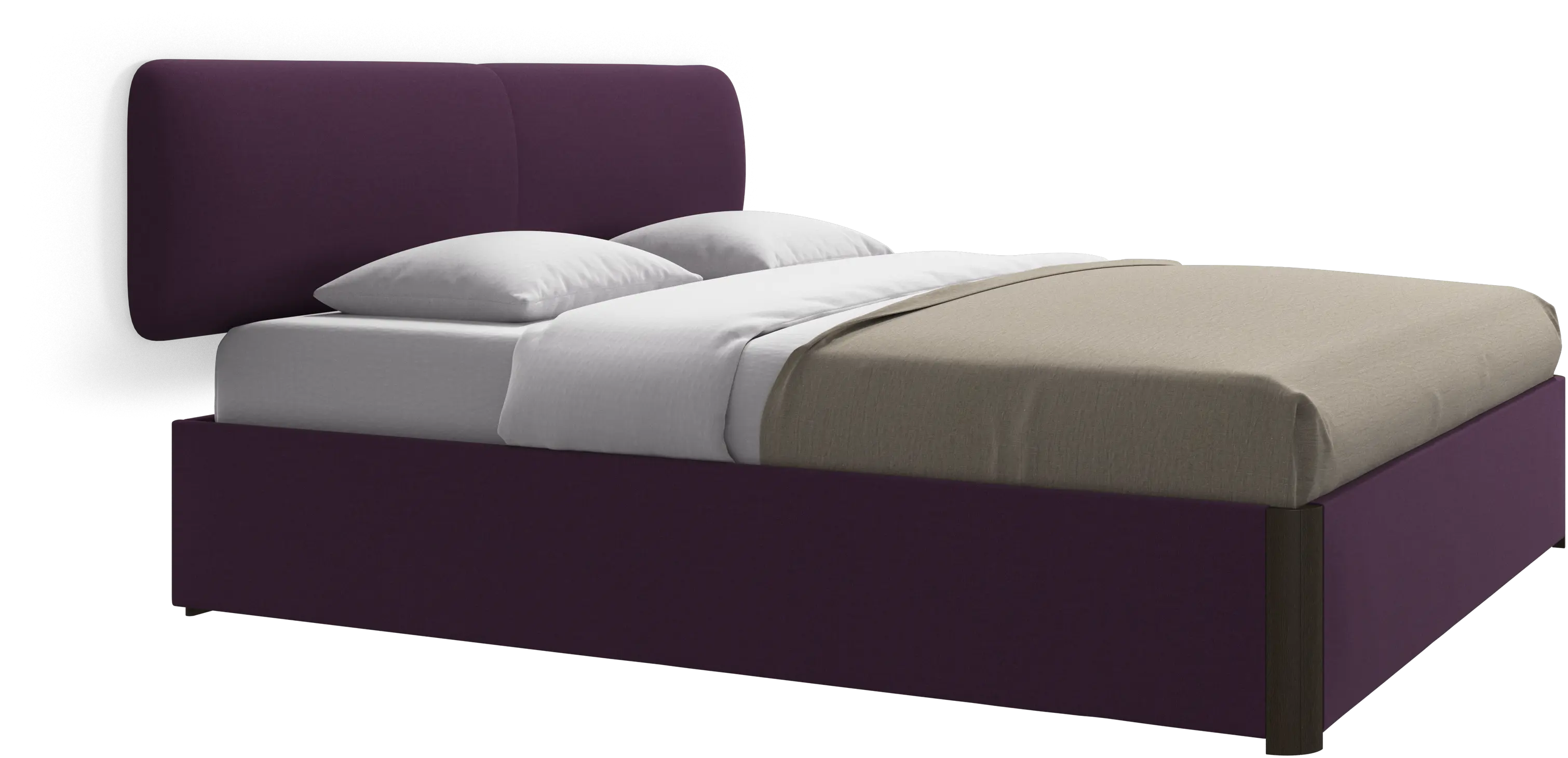 Element lit, tête de lit murale, avec lattes et solution de stockage, excl. matelas