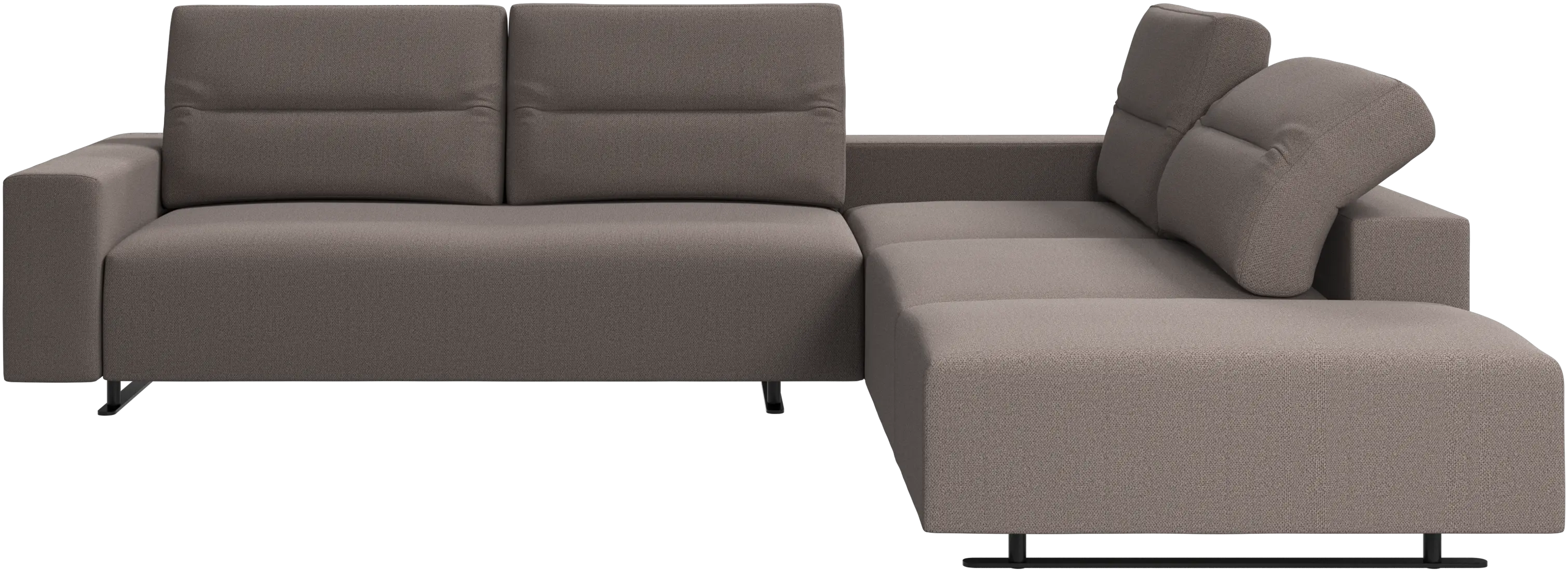 Hampton corner sofa with adjustable back and storage on left side
