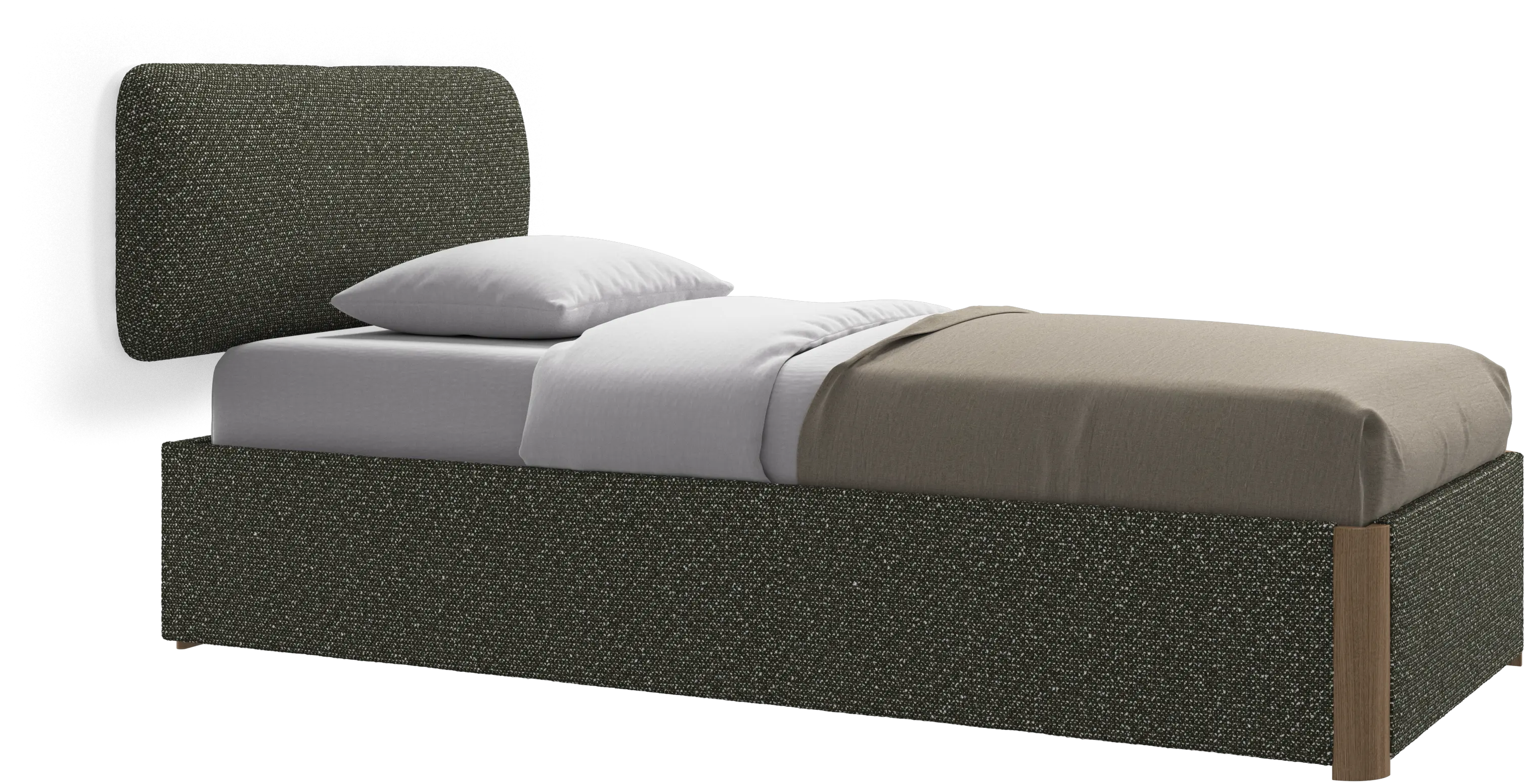 Element bed, wall-mounted headboard, with slats and storage solution, excl. mattress