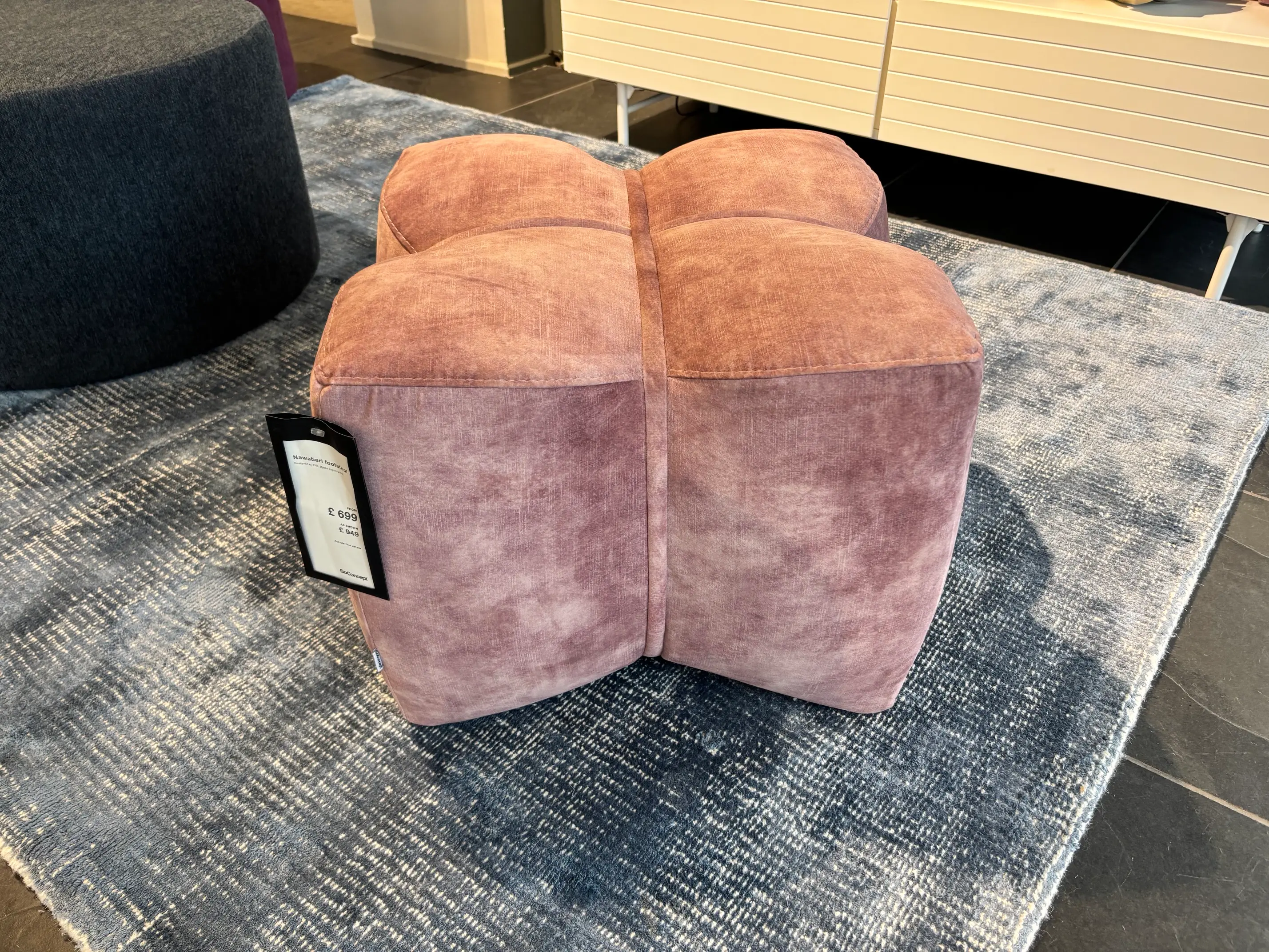 Footstool Nawabari footstool - Dusty Rose Ravello Fabric