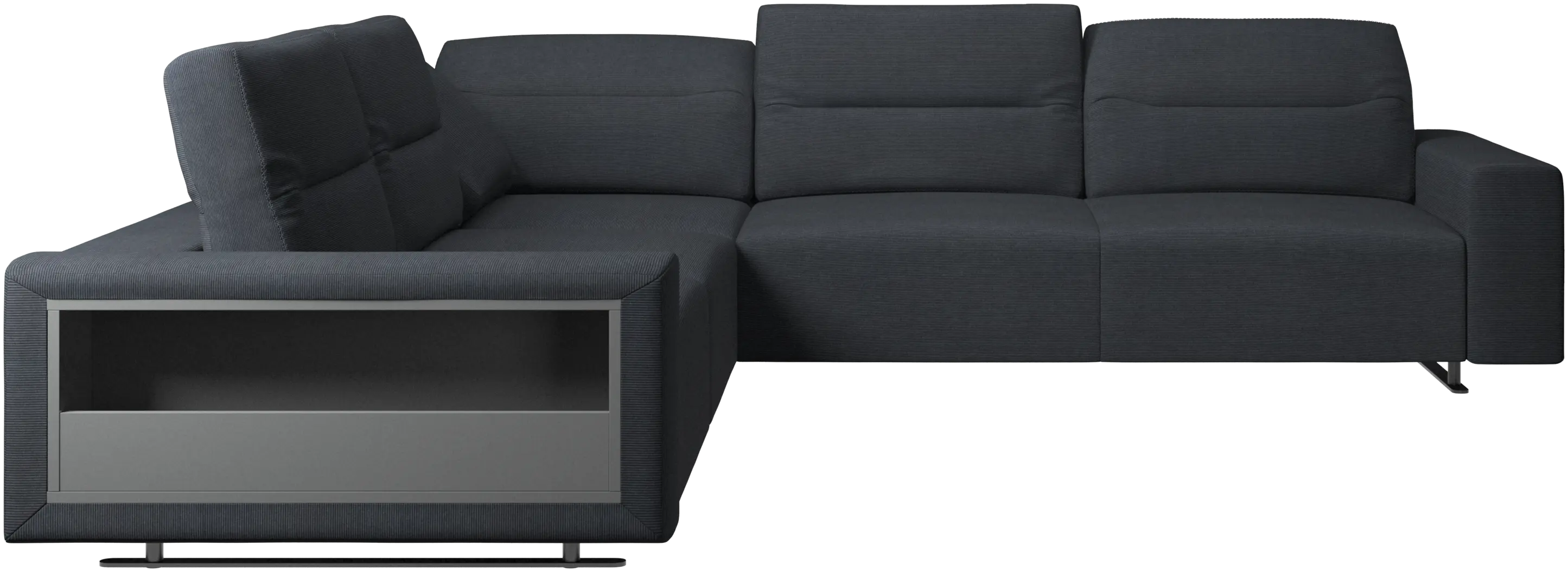 Hampton corner sofa with adjustable back and storage on left side