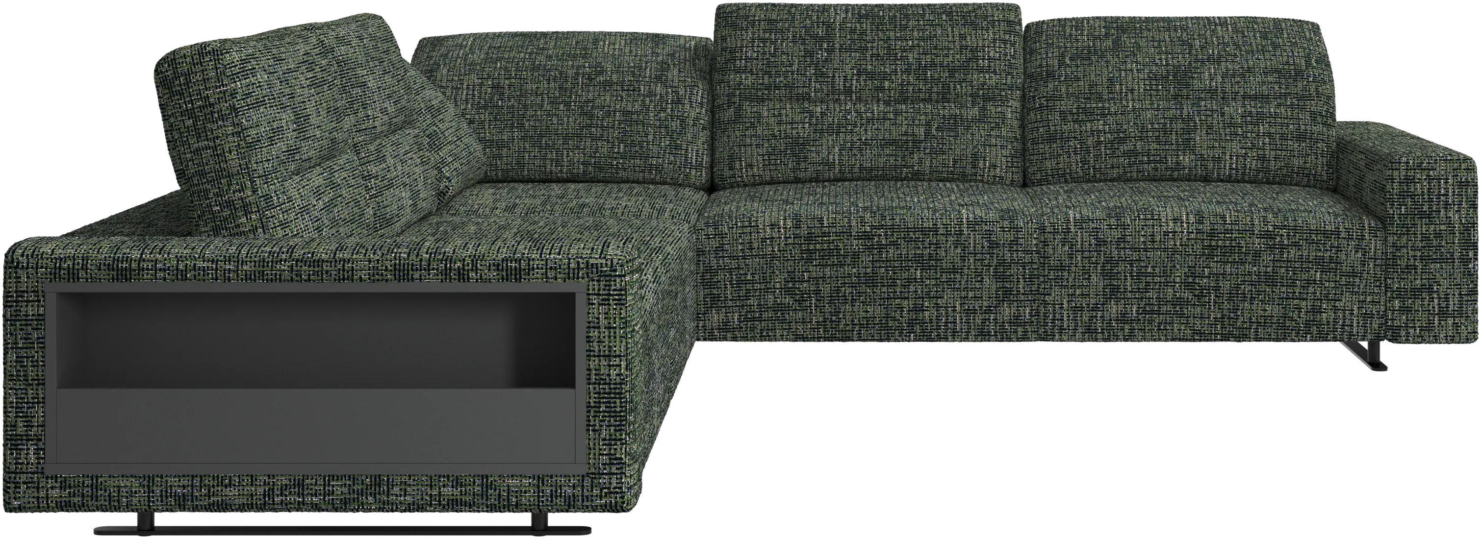 Hampton corner sofa with adjustable back and storage on left side