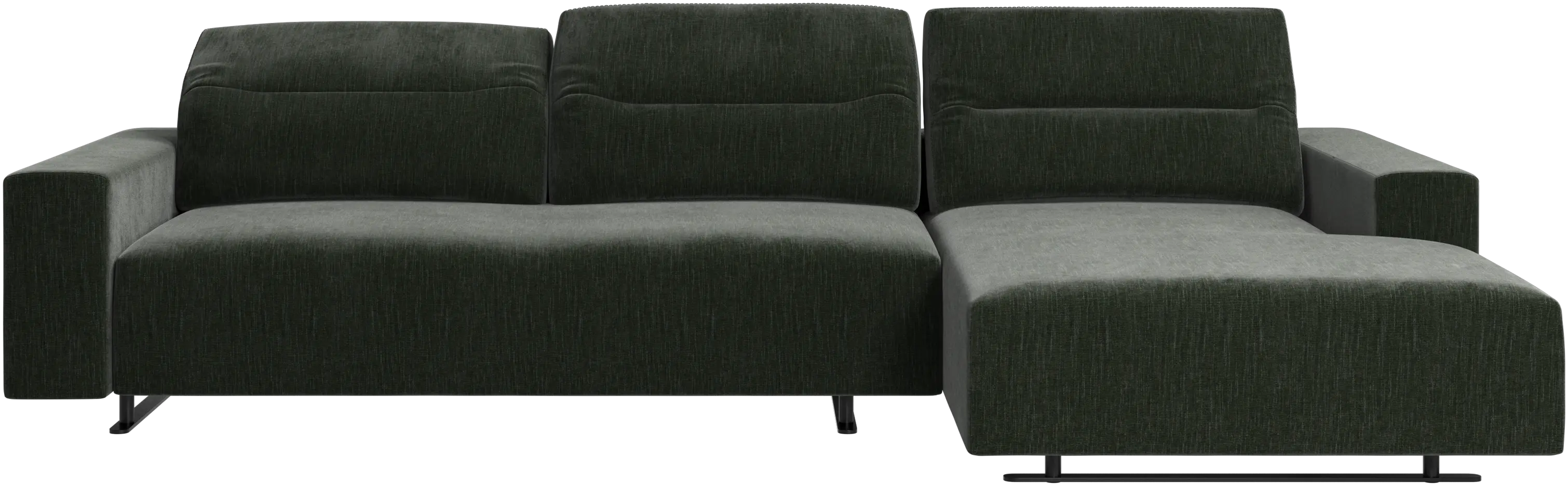 Hampton sofa with adjustable back, resting unit and storage right side