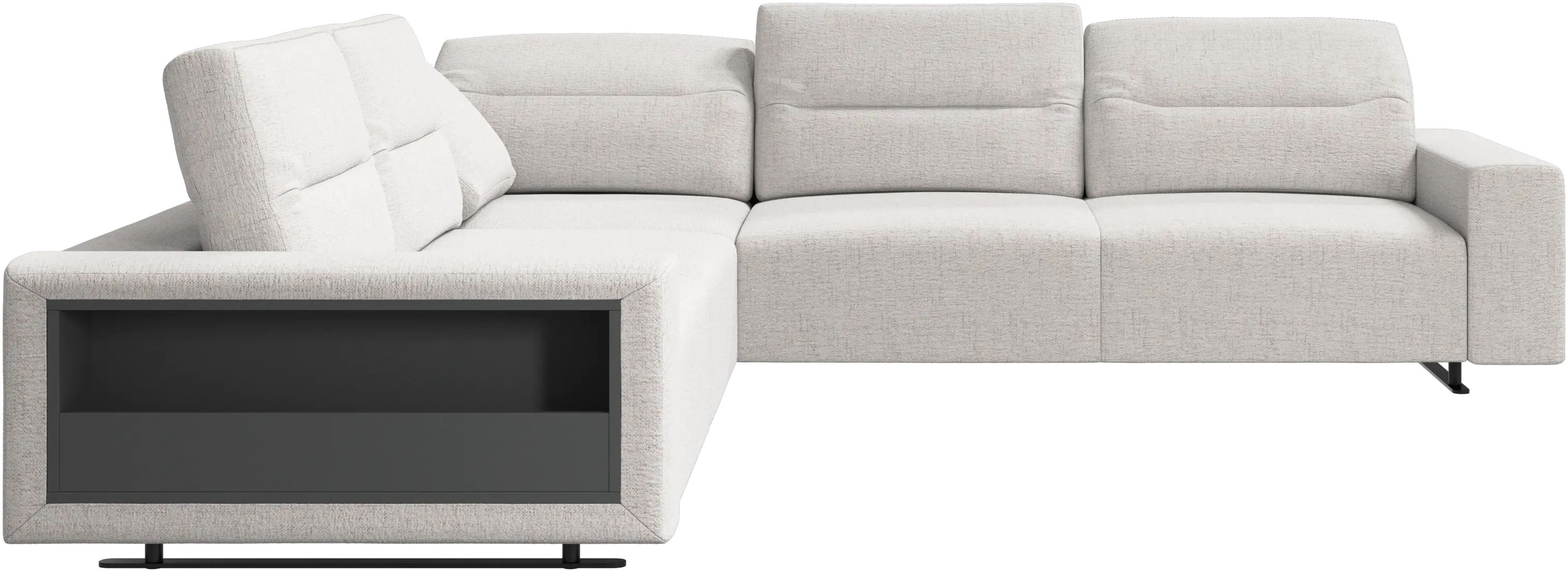 Hampton corner sofa with adjustable back and storage on left side
