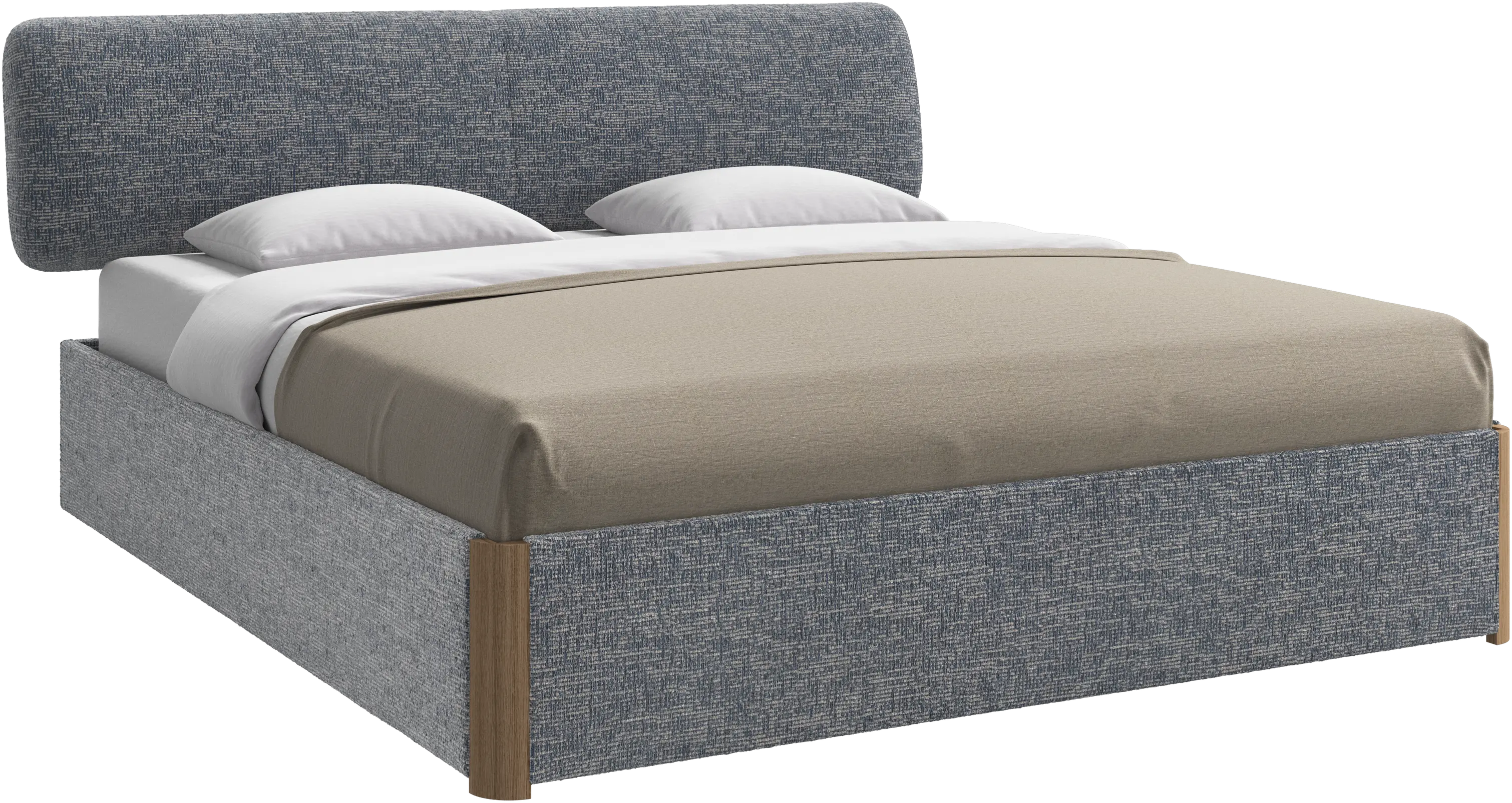 Element bed, bed-mounted headboard, with slats and storage solution, excl. mattress