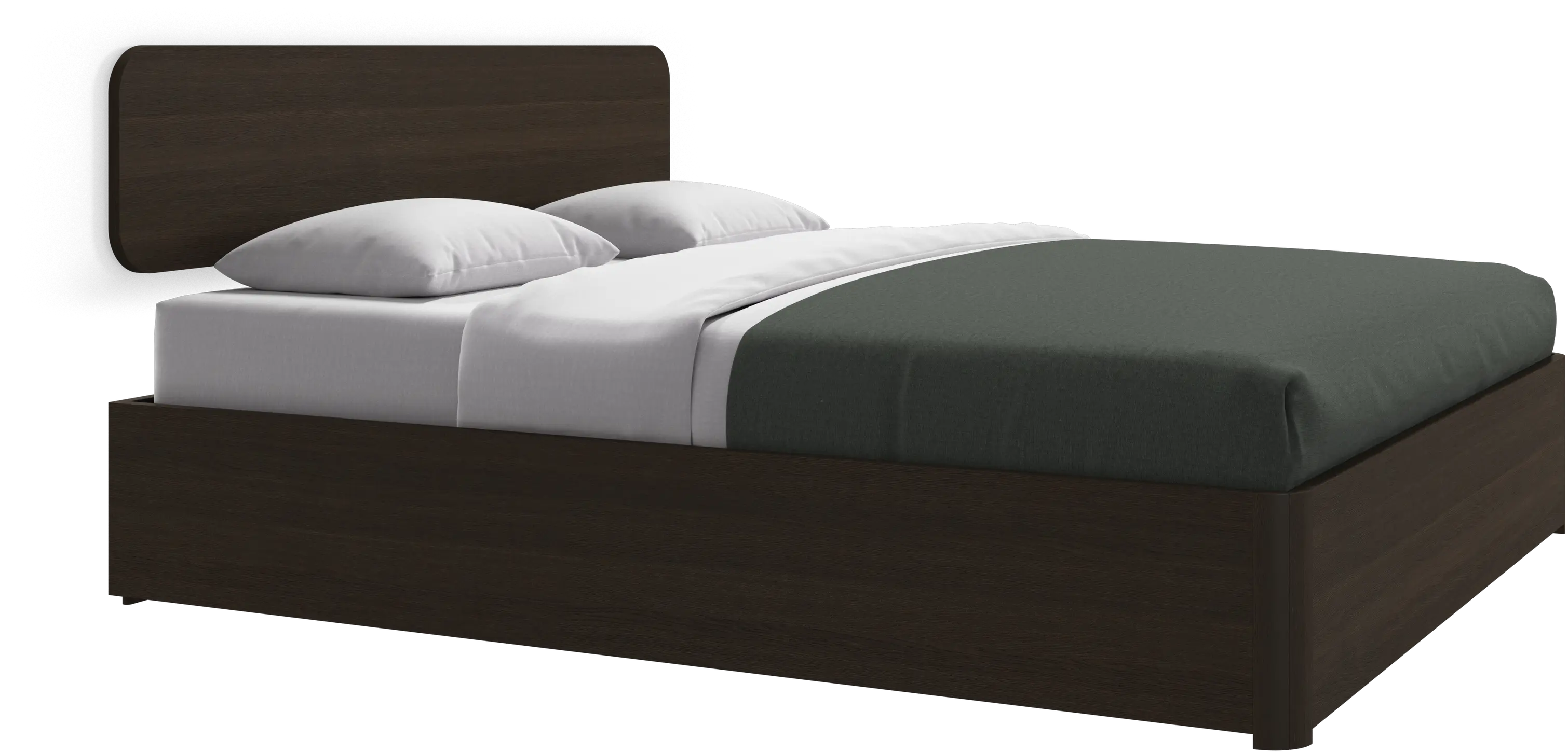 Element bed, wandgemonteerd hoofdbord, met latten en opbergoplossing, excl. matras
