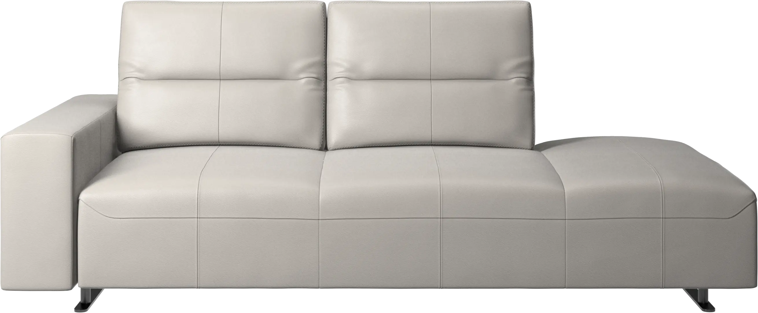 Hampton sofa with adjustable back and lounging unit right side, armrest left