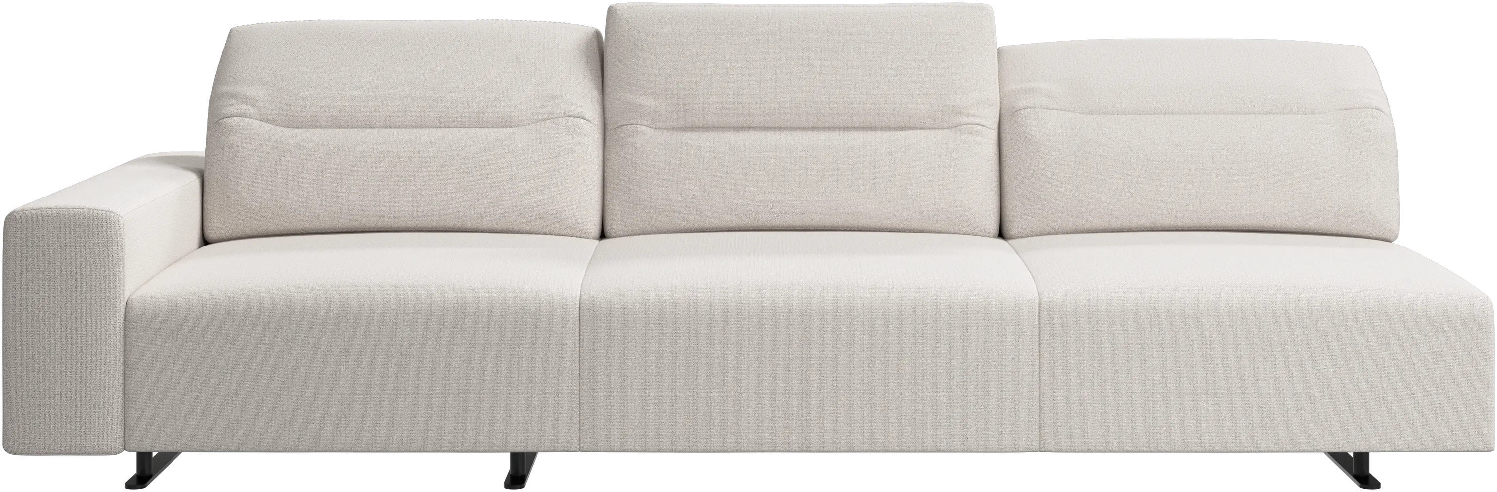 Sofa Hampton z regulowanym oparciem i schowkiem po lewej stronie