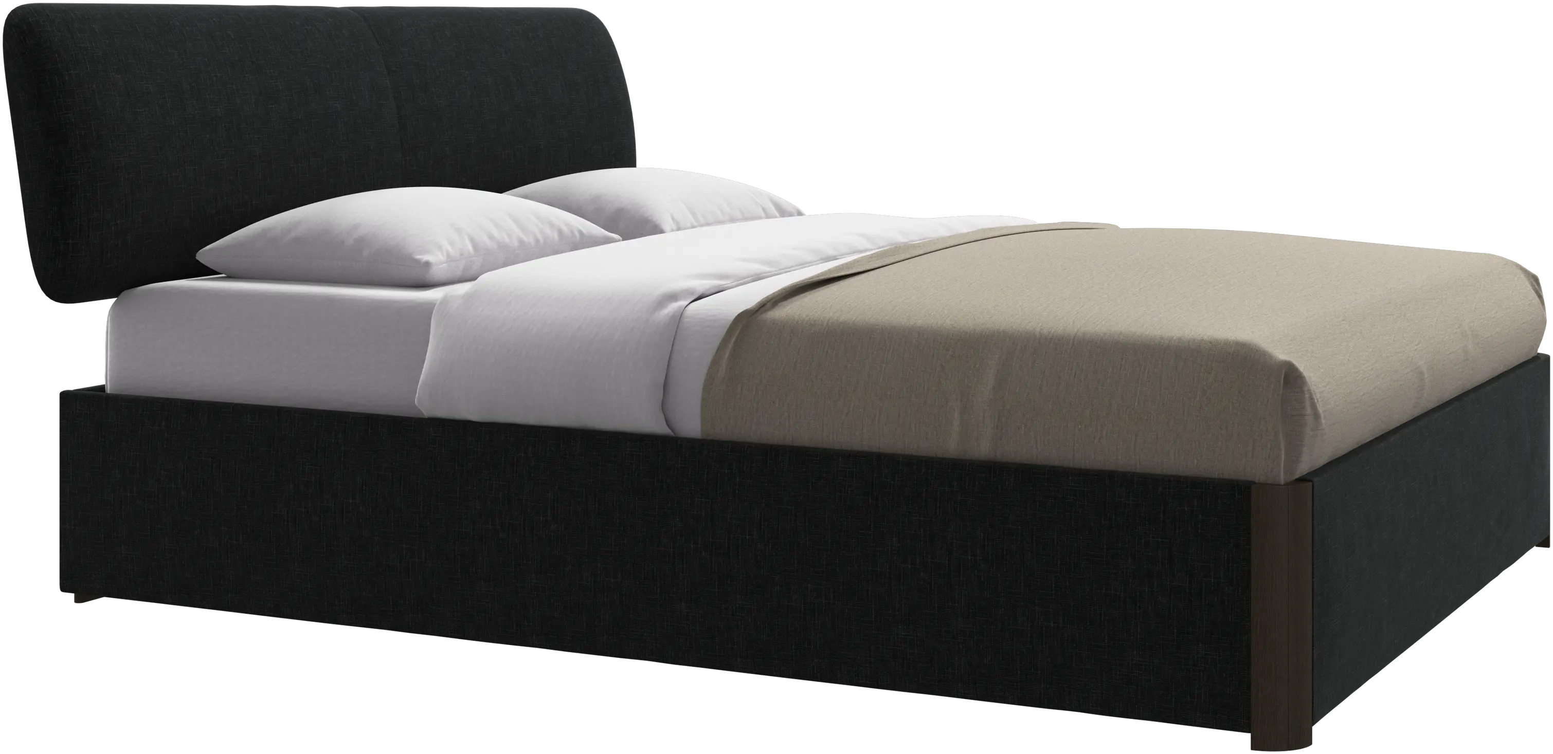 Element lit, tête de lit fixée au lit, avec lattes et solution de stockage, excl. matelas