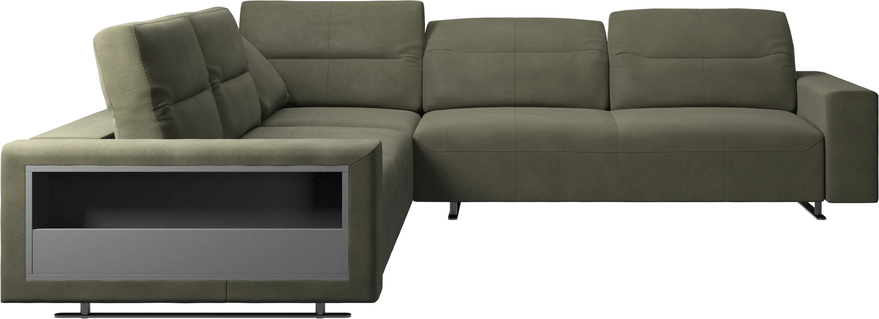 Hampton corner sofa with adjustable back and storage on left side