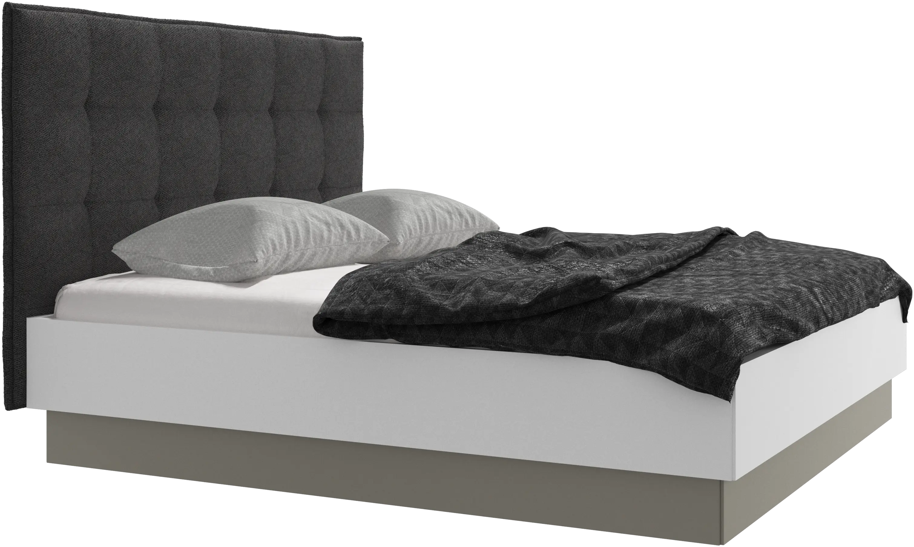 Lit Lugano avec rangement intégré, sommier inclus, hors matelas