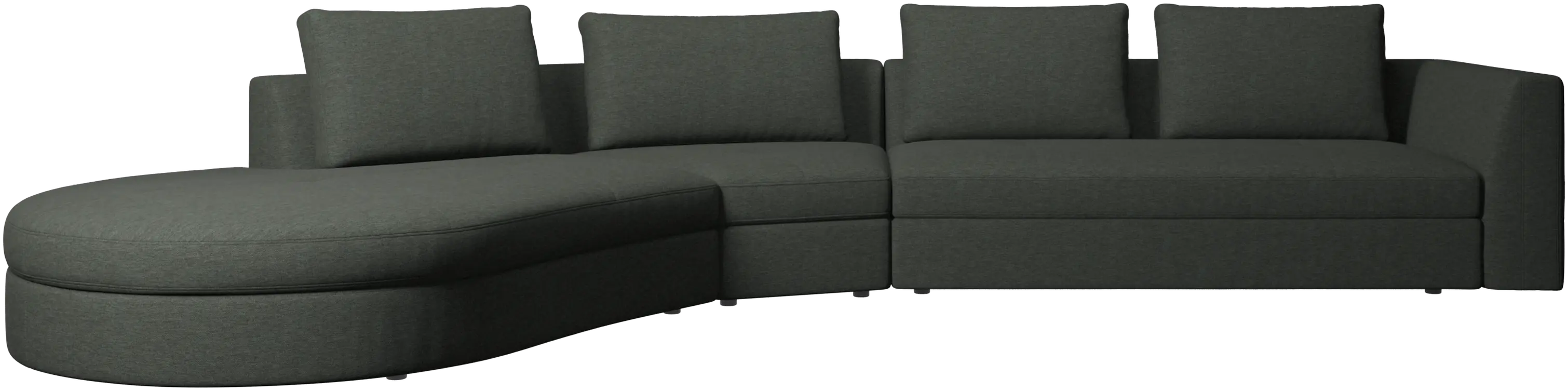 Bergamo sofa with round lounging unit, left