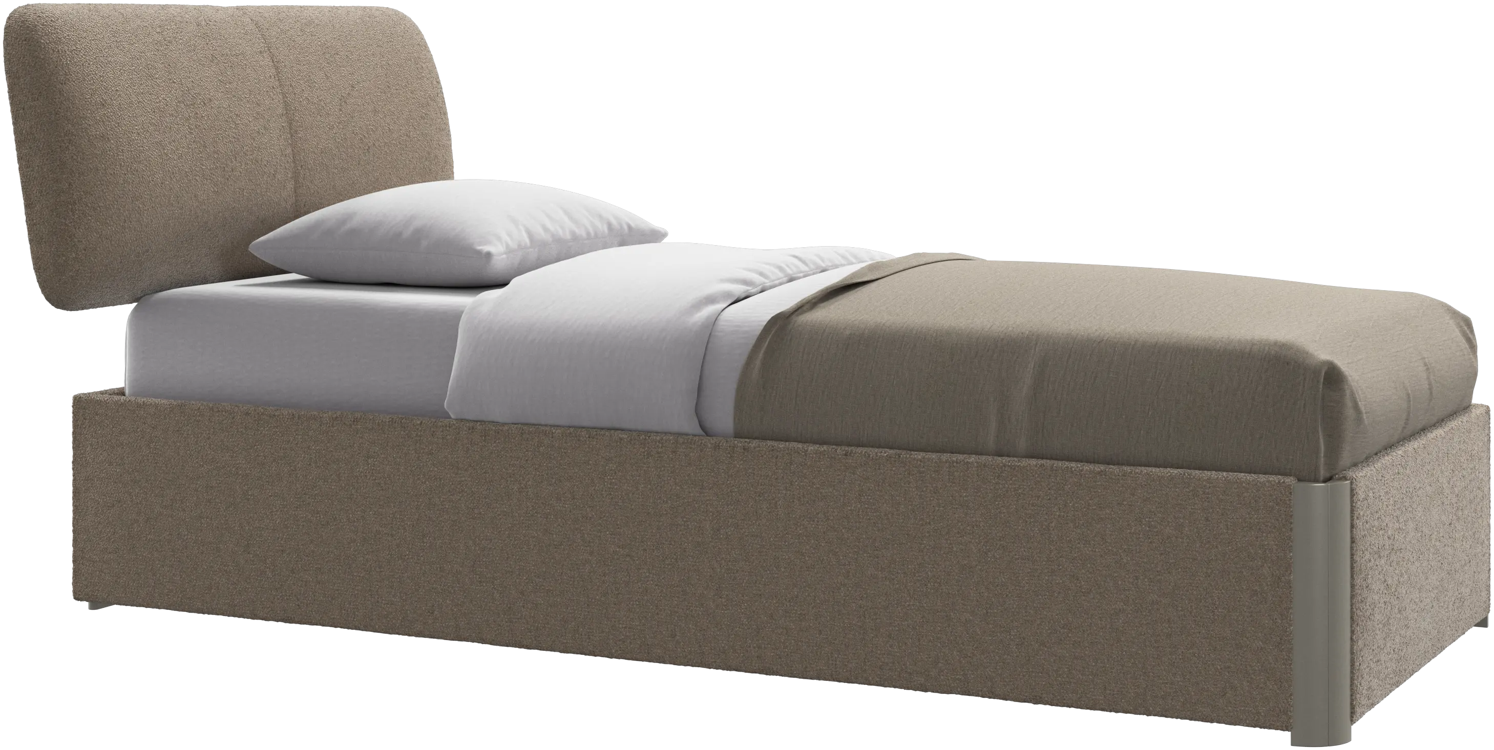 Element lit, tête de lit fixée au lit, avec lattes et solution de stockage, excl. matelas