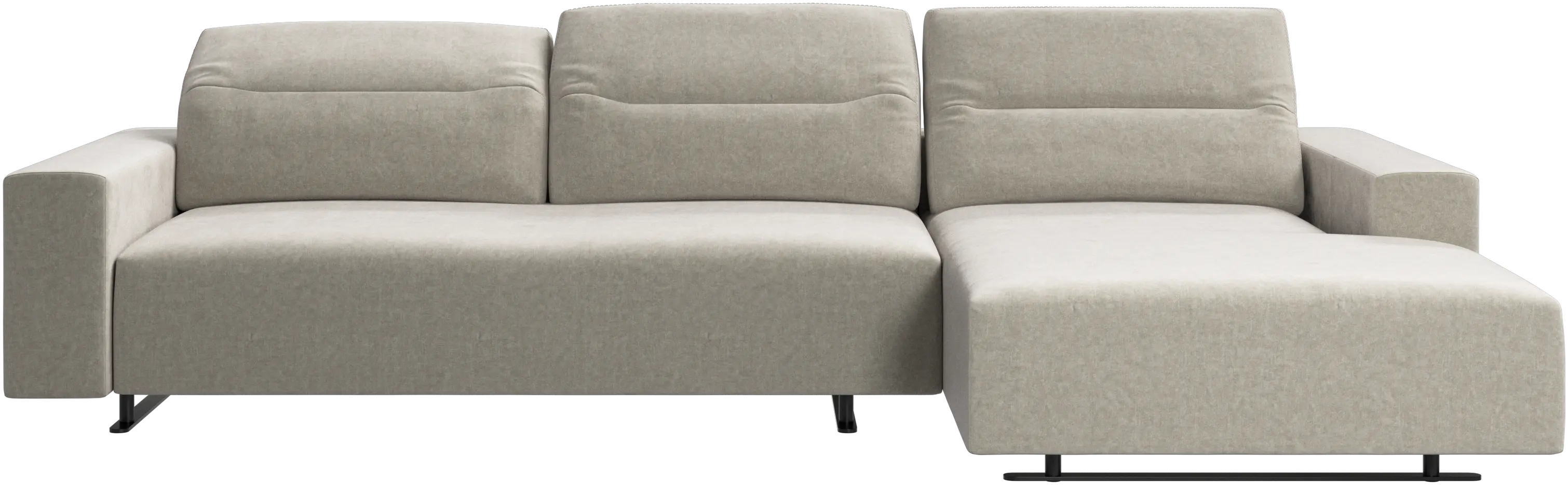 Hampton sofa with adjustable back, resting unit and storage right side