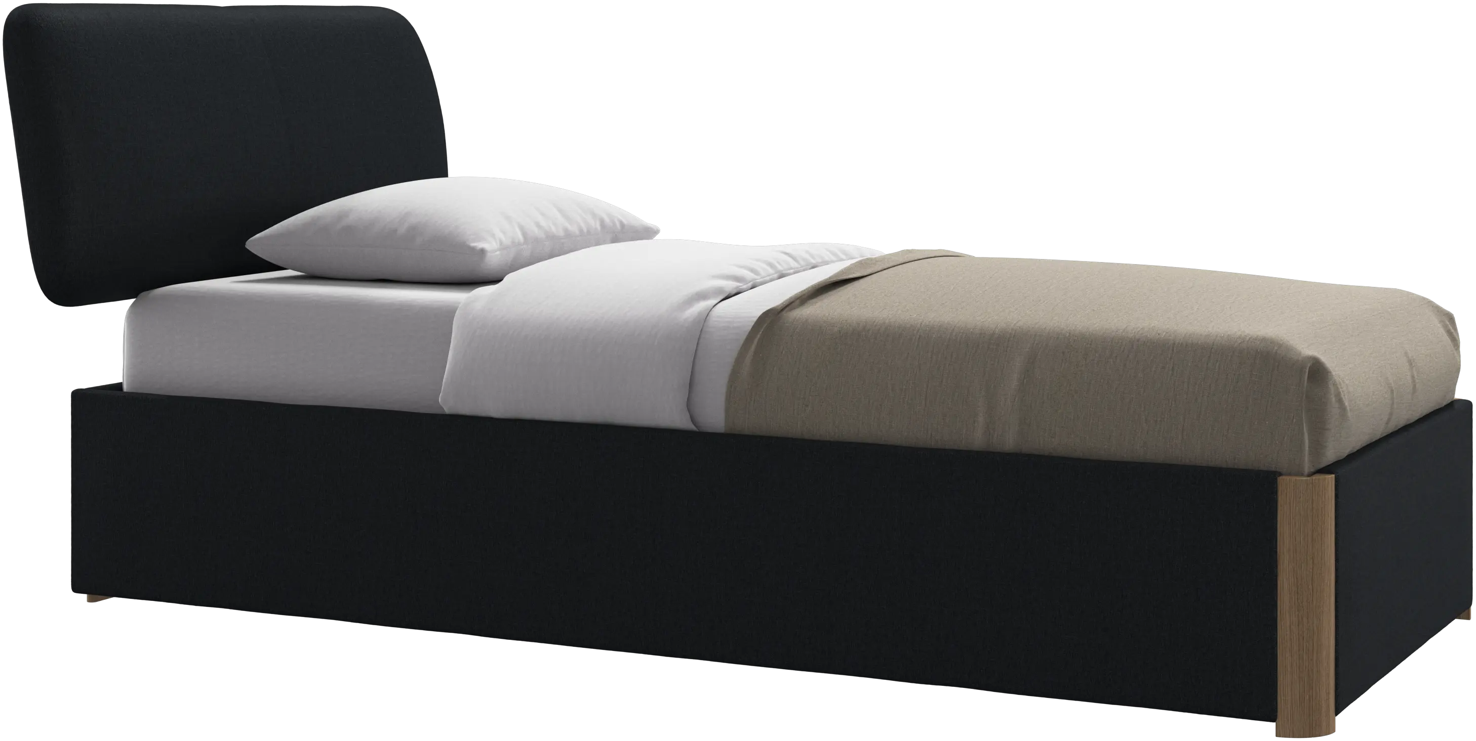 Element bed, bed-mounted headboard, with slats and storage solution, excl. mattress