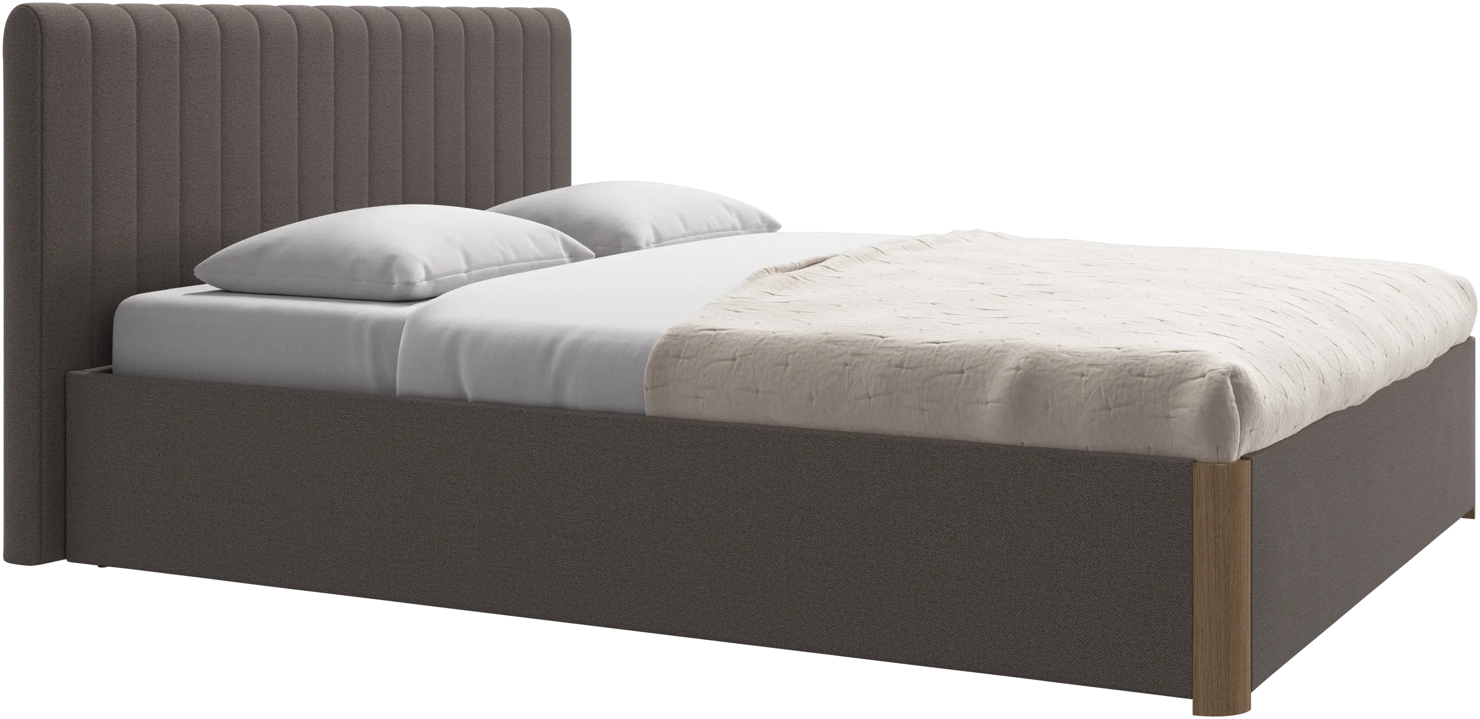 Element cama, cabecero montado en la cama, con láminas y solución de almacenamiento, excl. colchón