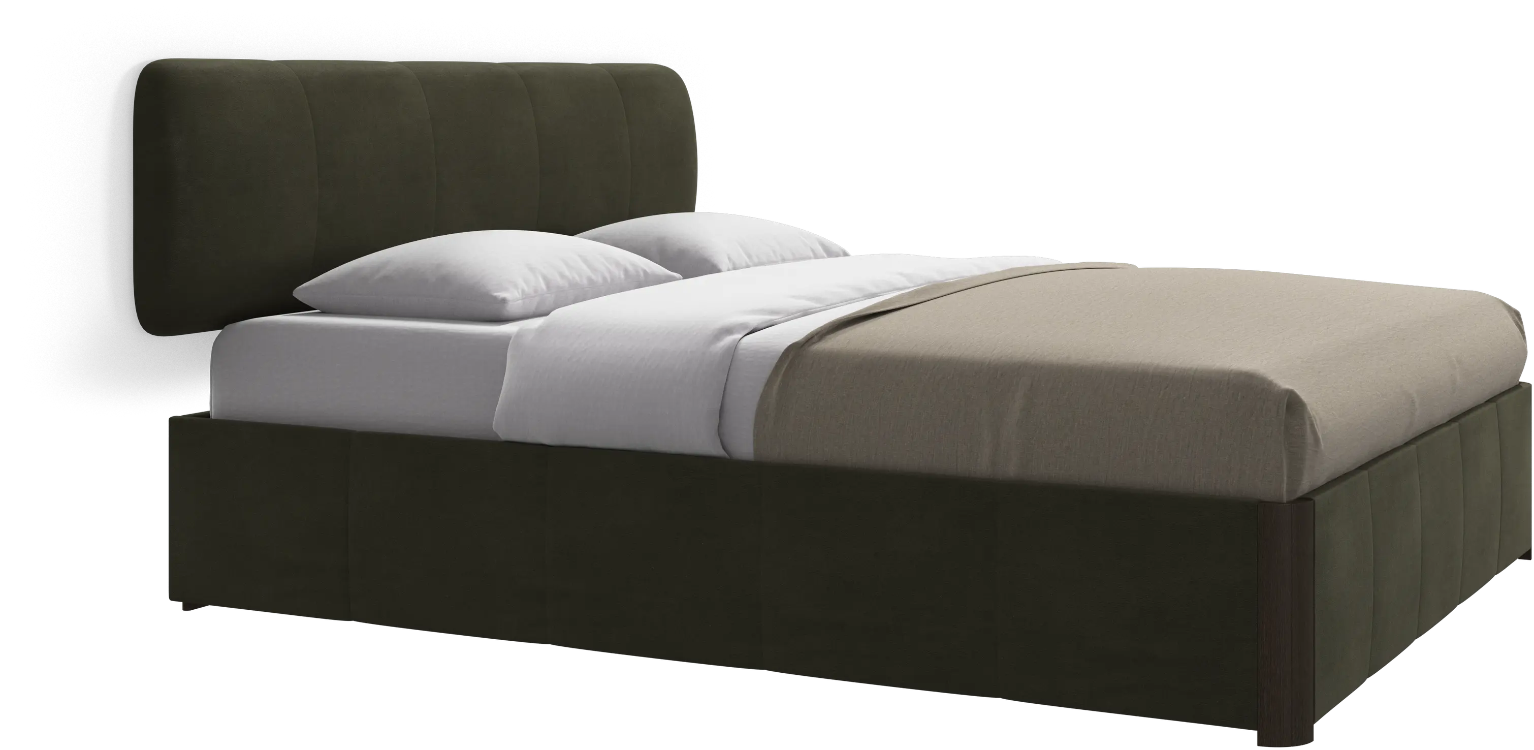 Element lit, tête de lit murale, avec lattes et solution de stockage, excl. matelas