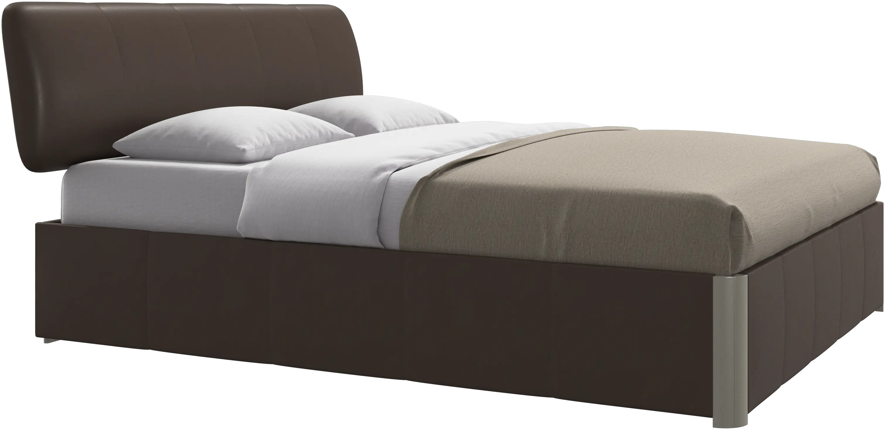 Element lit, tête de lit fixée au lit, avec lattes et solution de stockage, excl. matelas