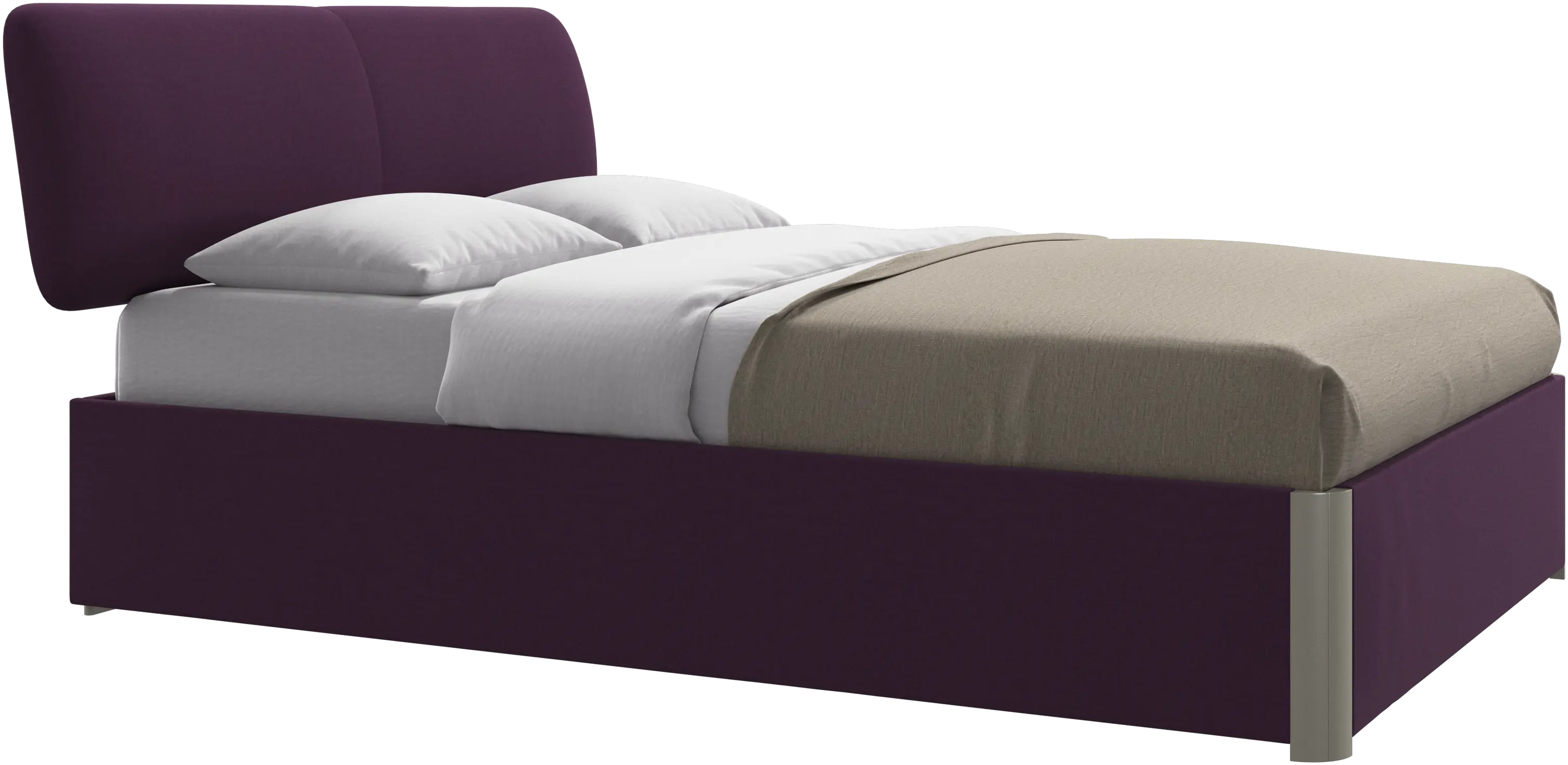 Element lit, tête de lit fixée au lit, avec lattes et solution de stockage, excl. matelas