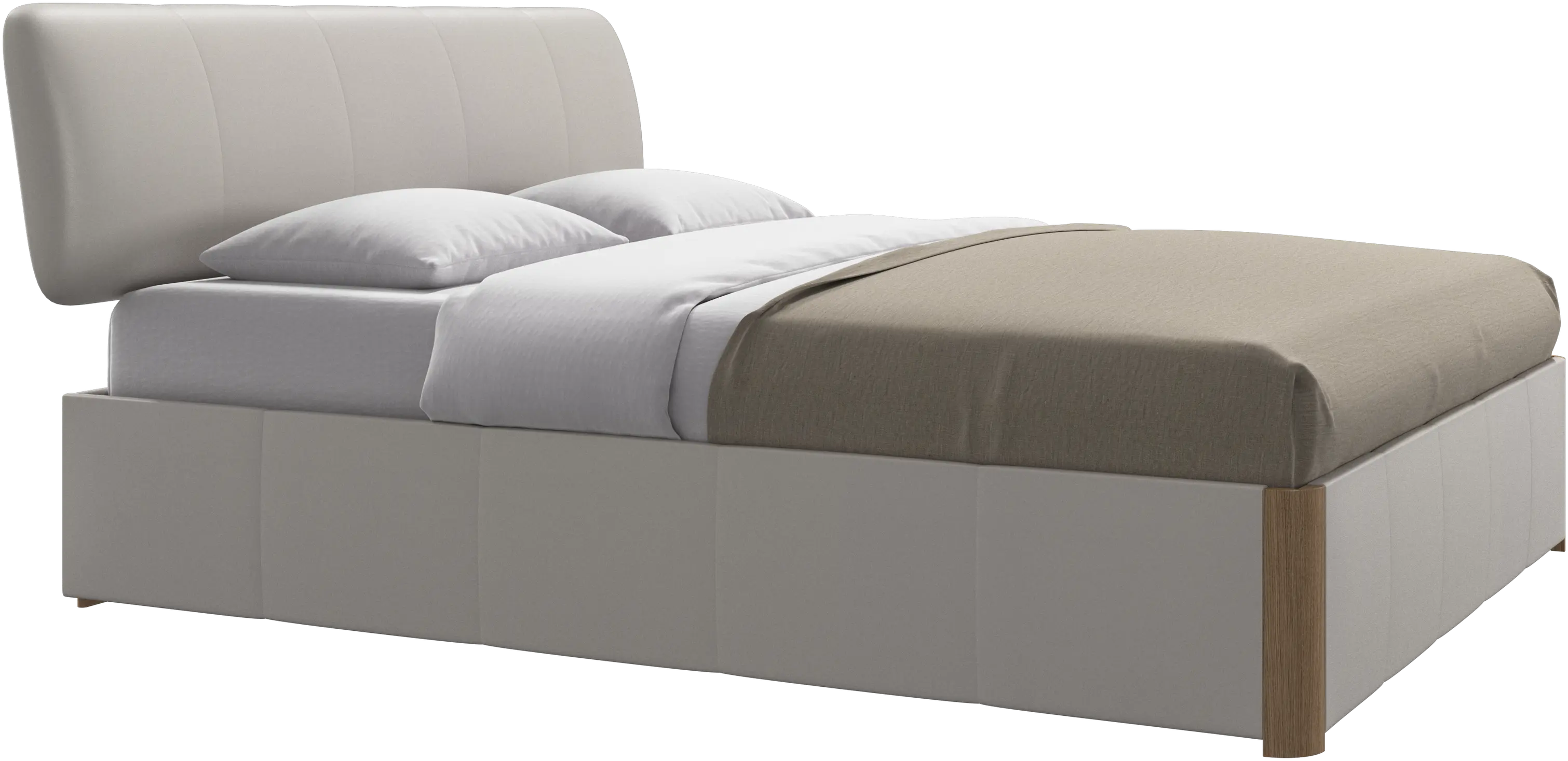 Element lit, tête de lit fixée au lit, avec lattes et solution de stockage, excl. matelas