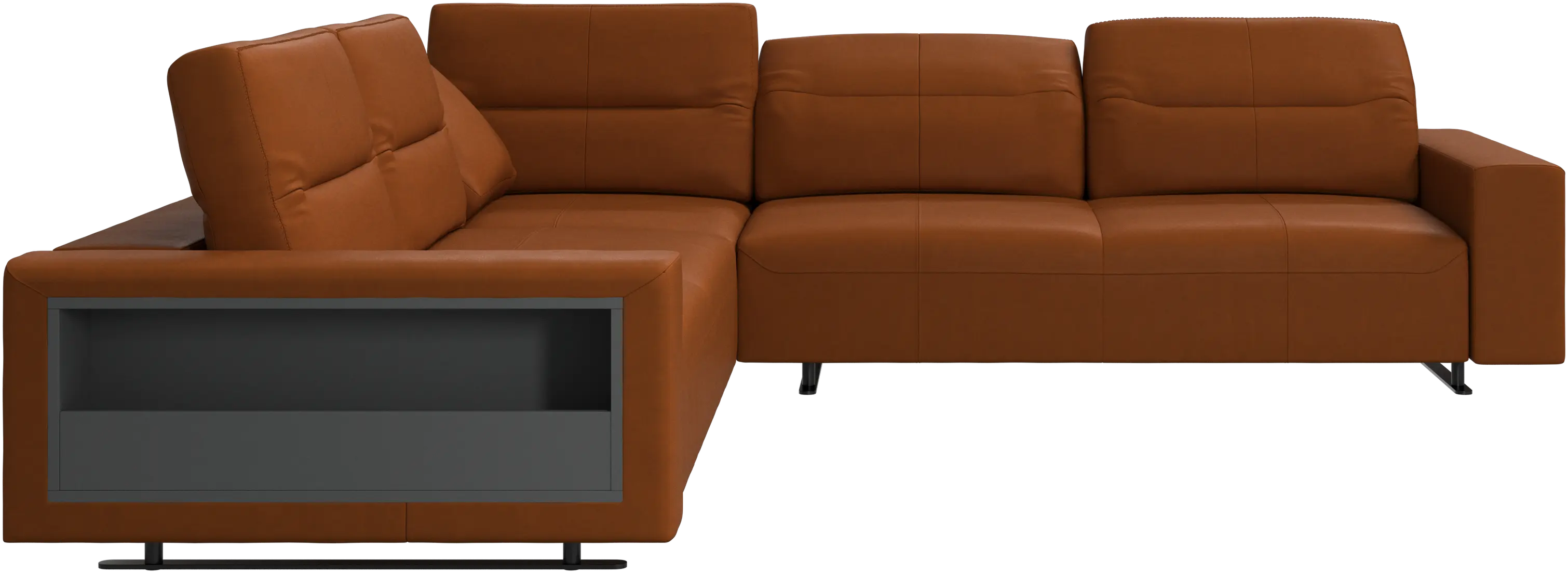 Hampton corner sofa with adjustable back and storage on left side