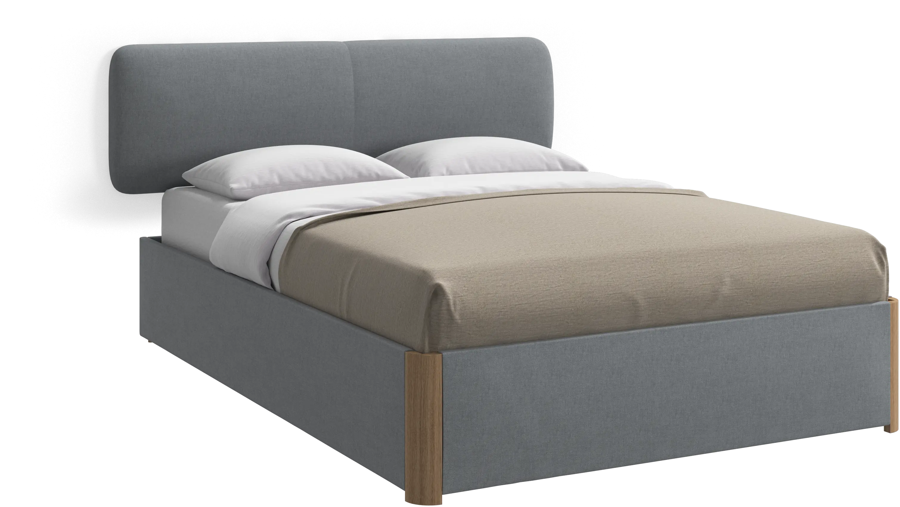 Element bed, wall-mounted headboard, with slats and storage solution, excl. mattress