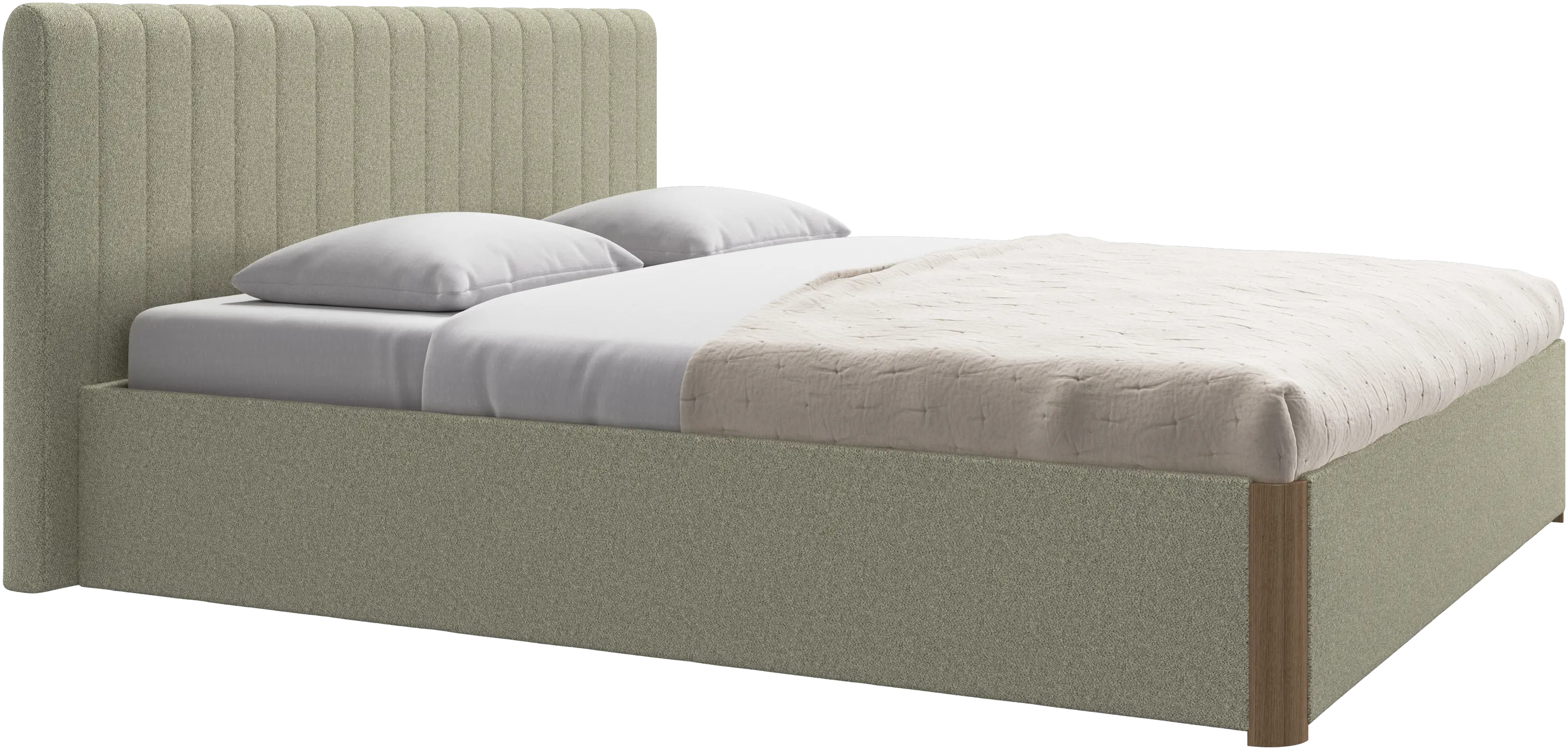 Element cama, cabecero montado en la cama, con láminas y solución de almacenamiento, excl. colchón