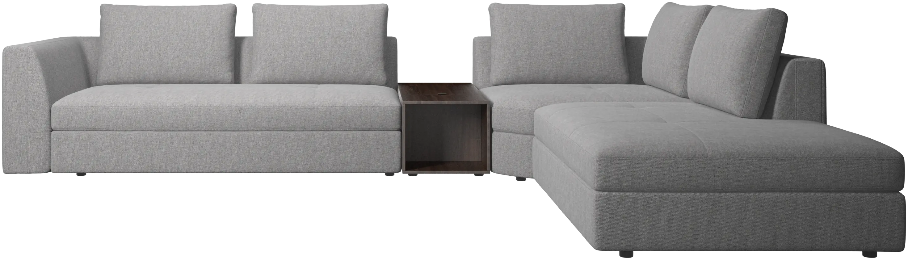Bergamo corner sofa with lounging unit and footstool w/storage