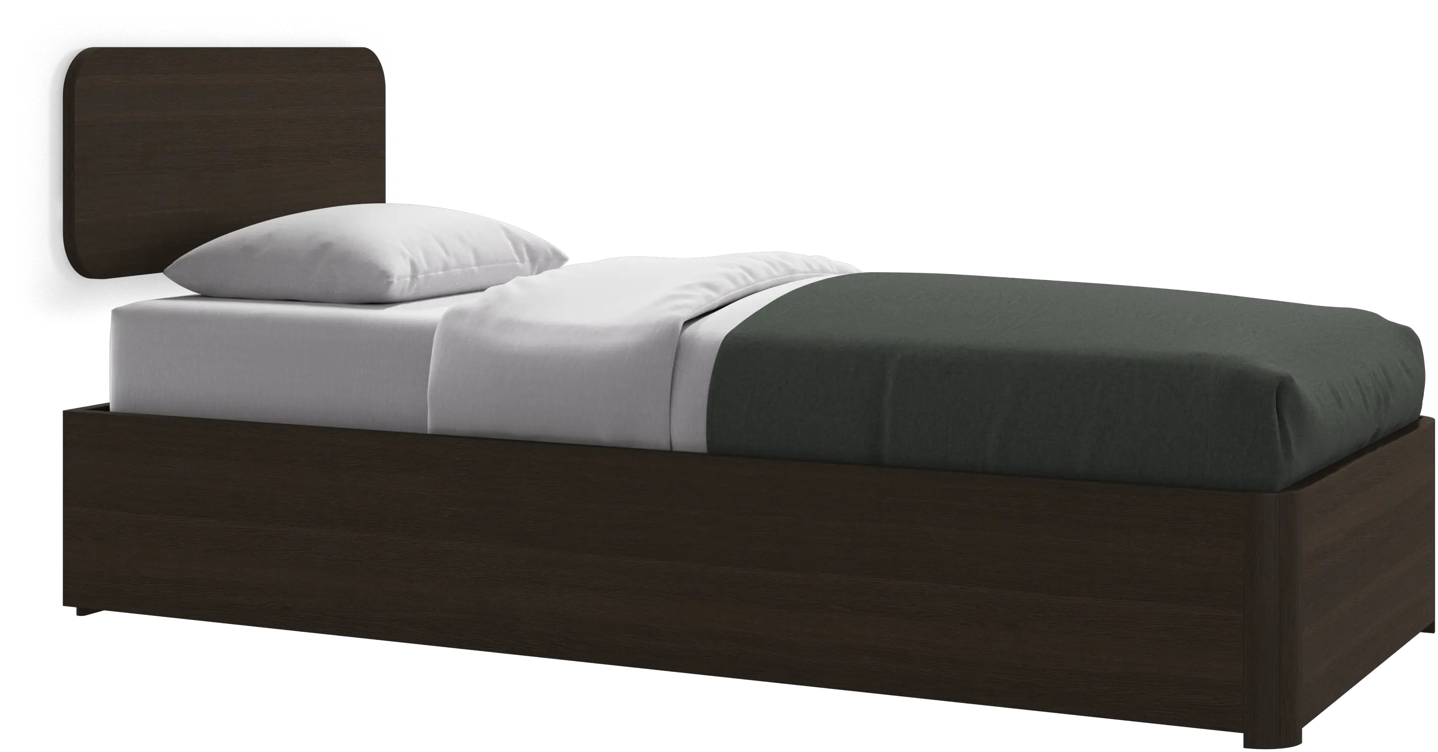 Element bed, wall-mounted headboard, with slats and storage solution, excl. mattress
