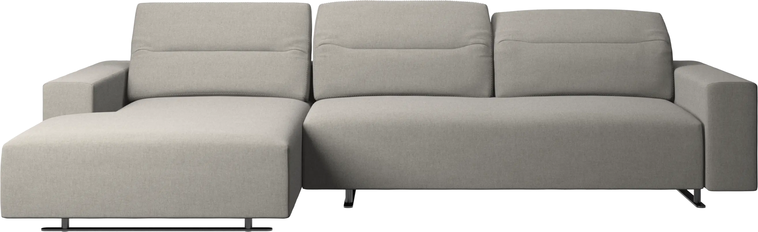 Hampton sofa with adjustable back, resting unit and storage left side