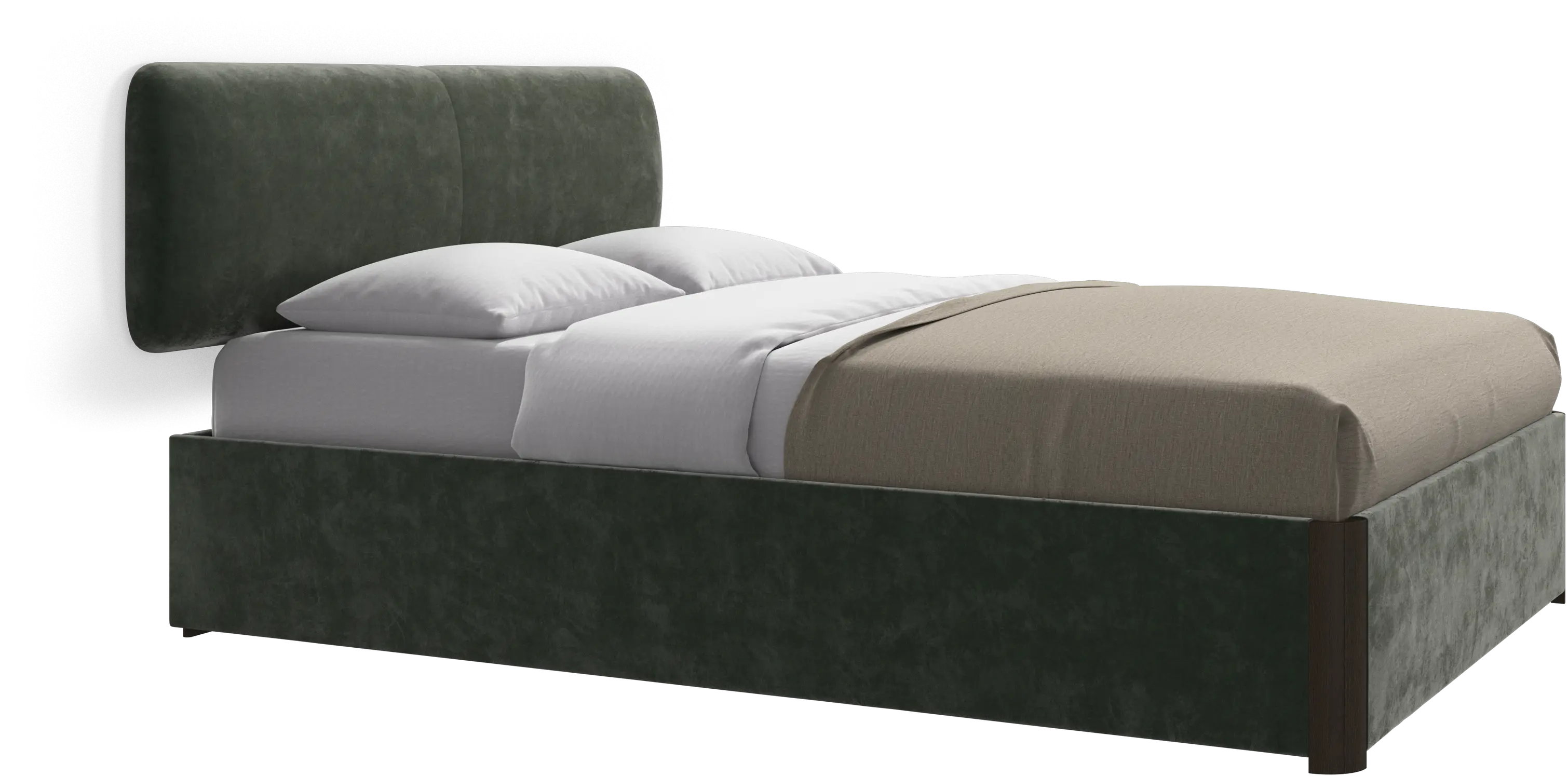 Element bed, wall-mounted headboard, with slats and storage solution, excl. mattress