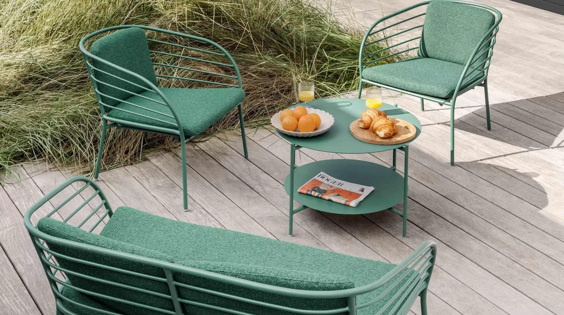 Ensemble de salon Cancún à -30% (canapé, chaise longue x2 + table basse)