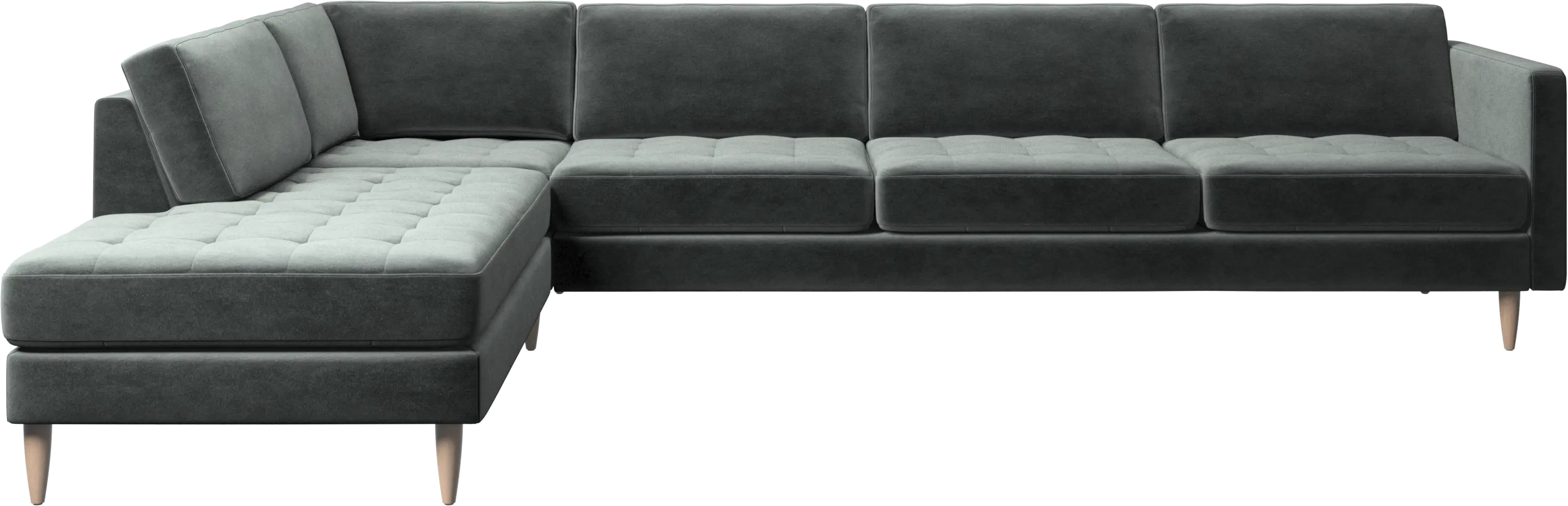 Osaka corner sofa with lounging unit, tufted seat