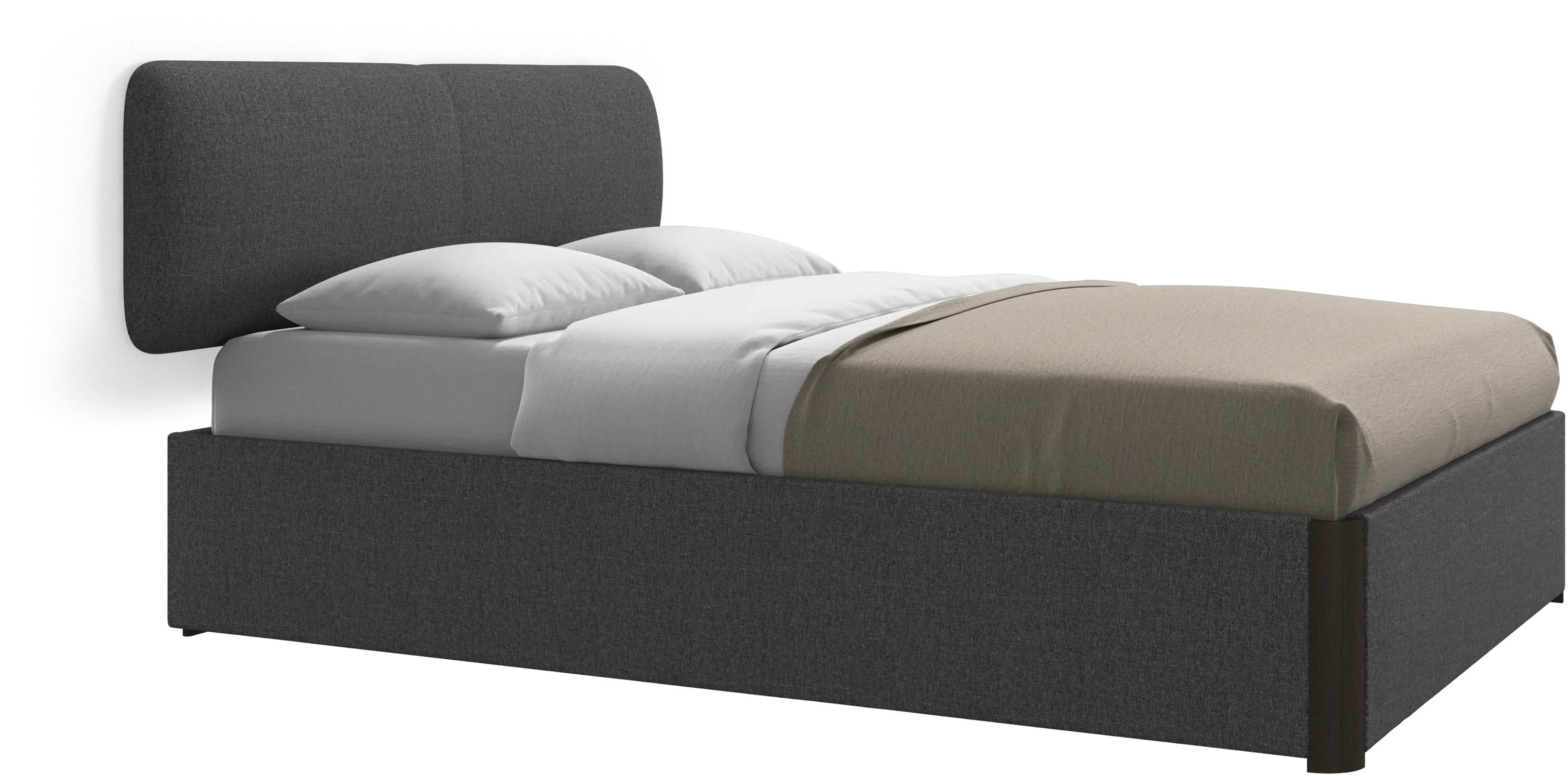 Element bed, wall-mounted headboard, with slats and storage solution, excl. mattress