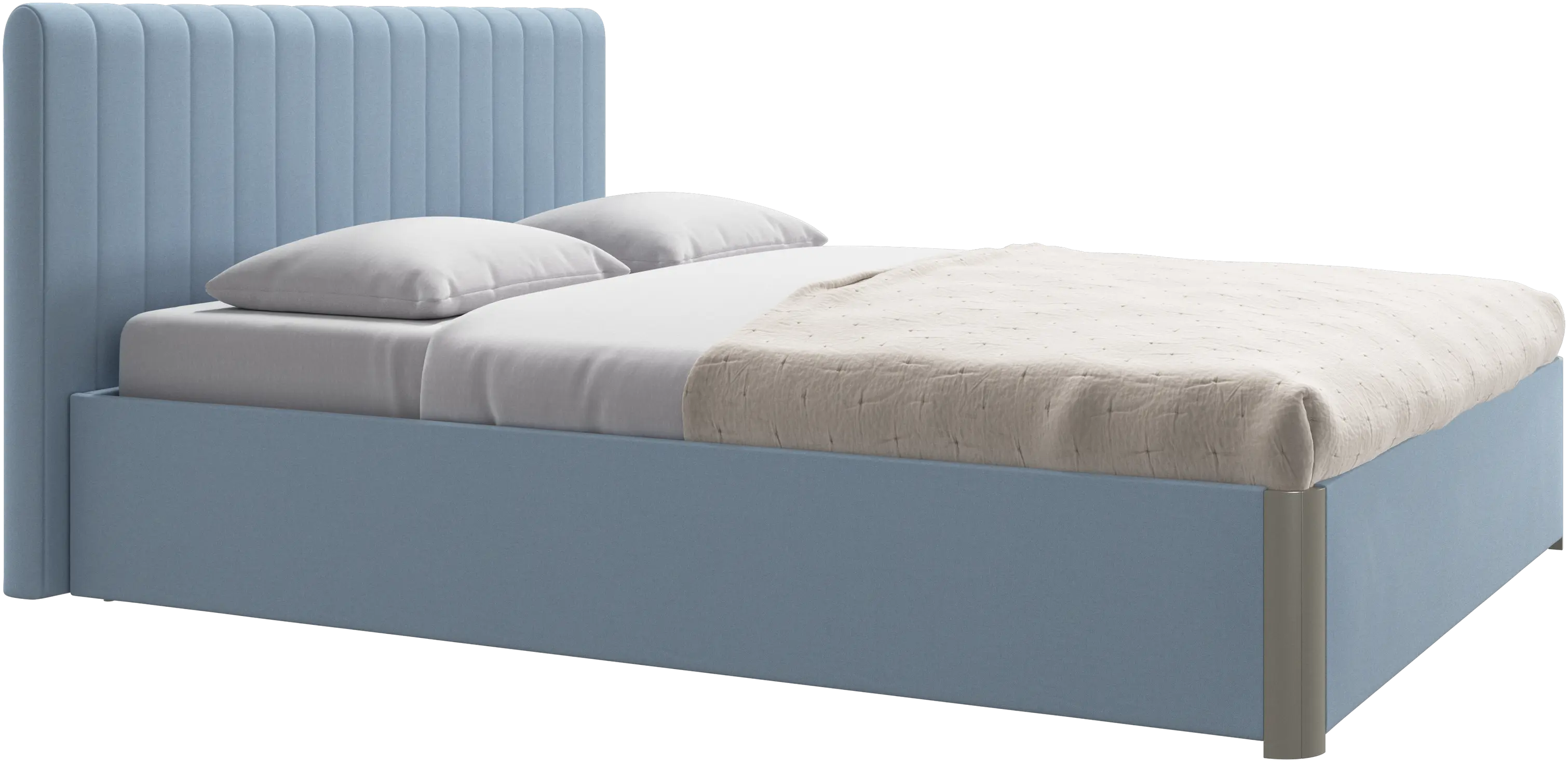 Element cama, cabecero montado en la cama, con láminas y solución de almacenamiento, excl. colchón