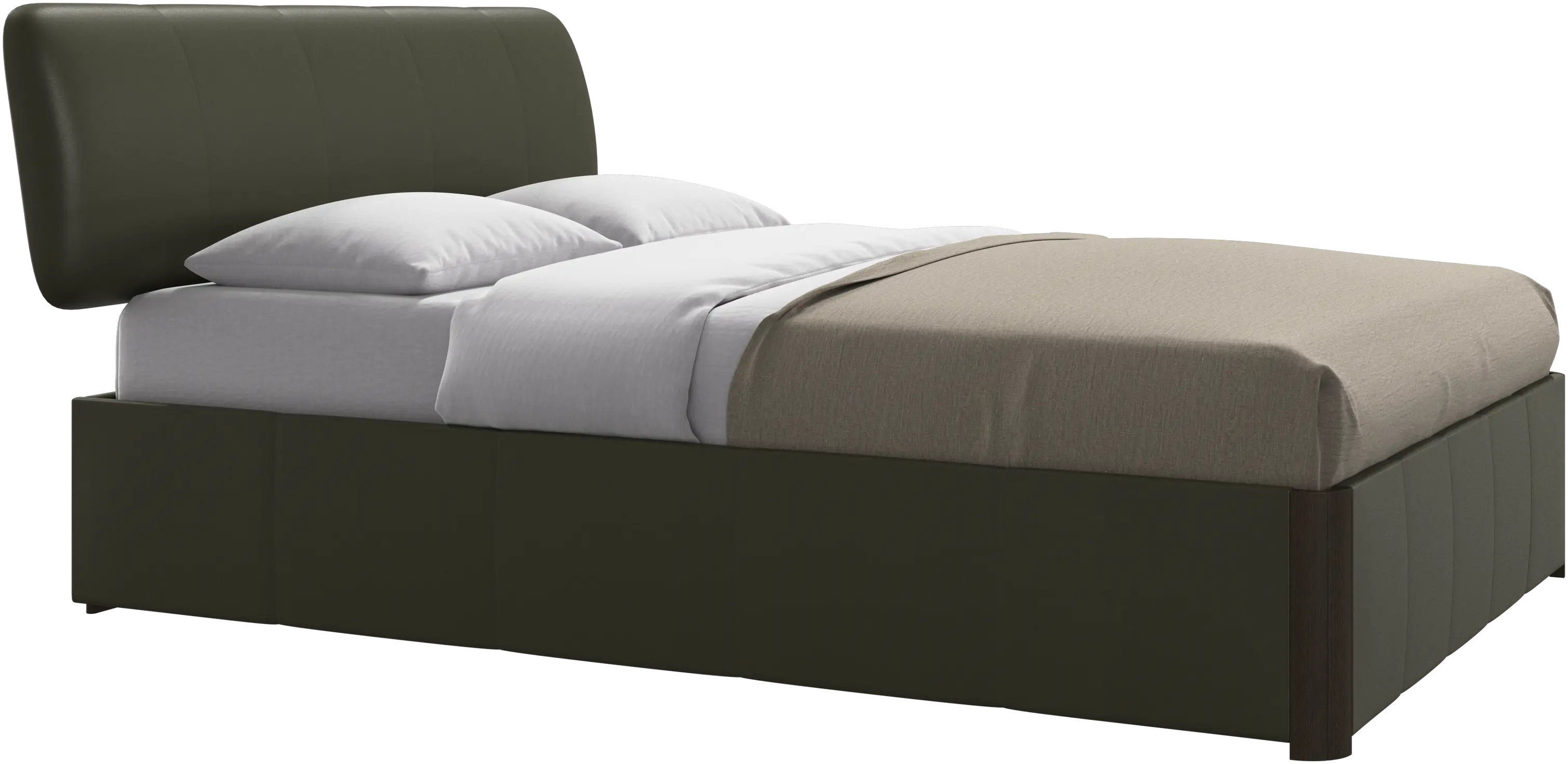 Element bed, bed-mounted headboard, with slats and storage solution, excl. mattress