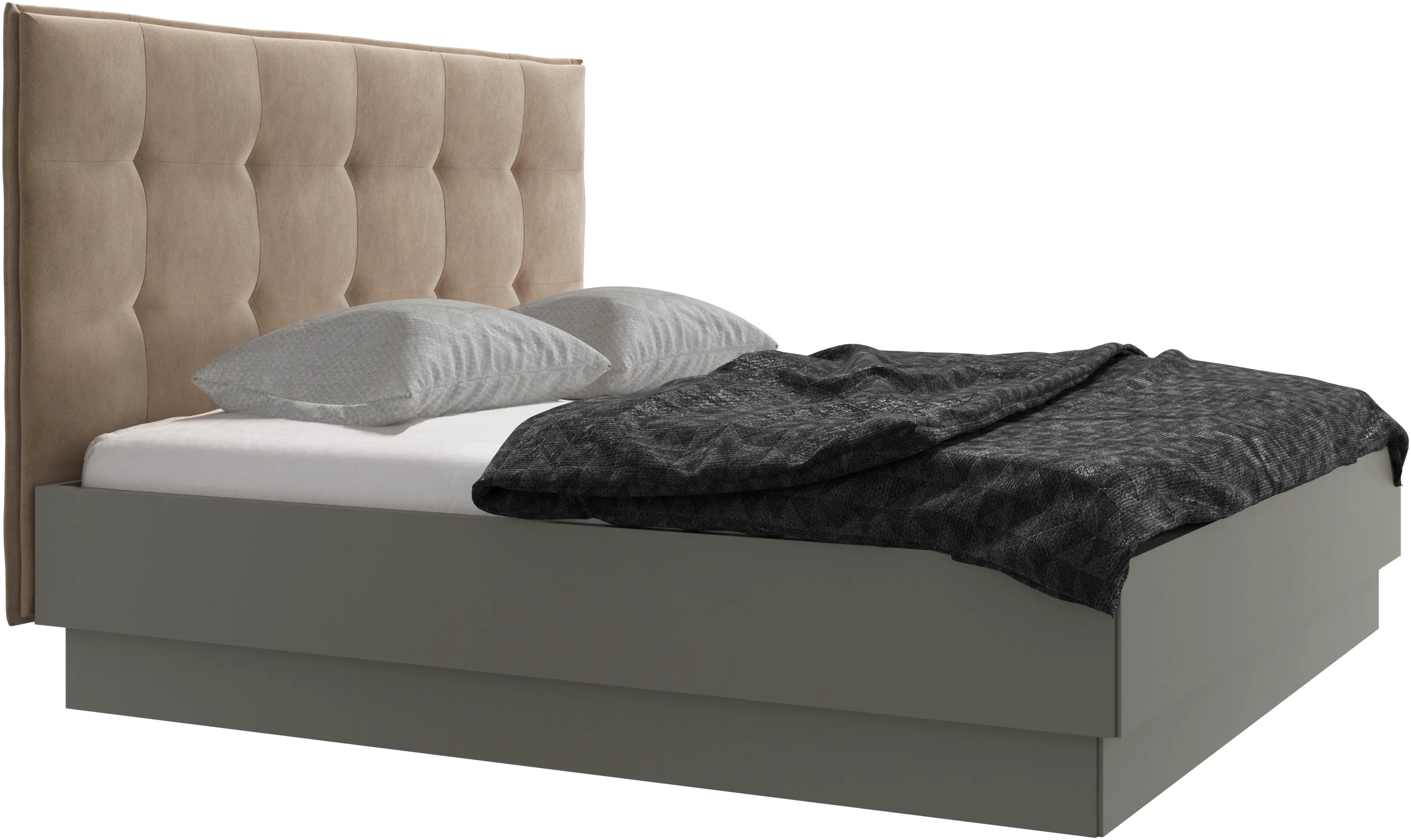 Lit Lugano avec rangement intégré, sommier inclus, hors matelas