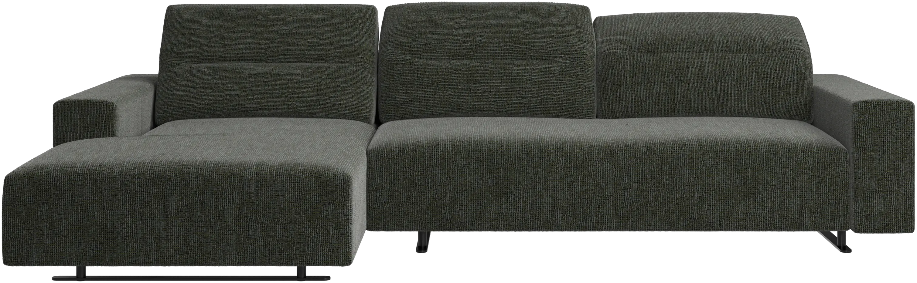 Hampton sofa med justerbar rygg, hvilemodul og oppbevaring begge sider