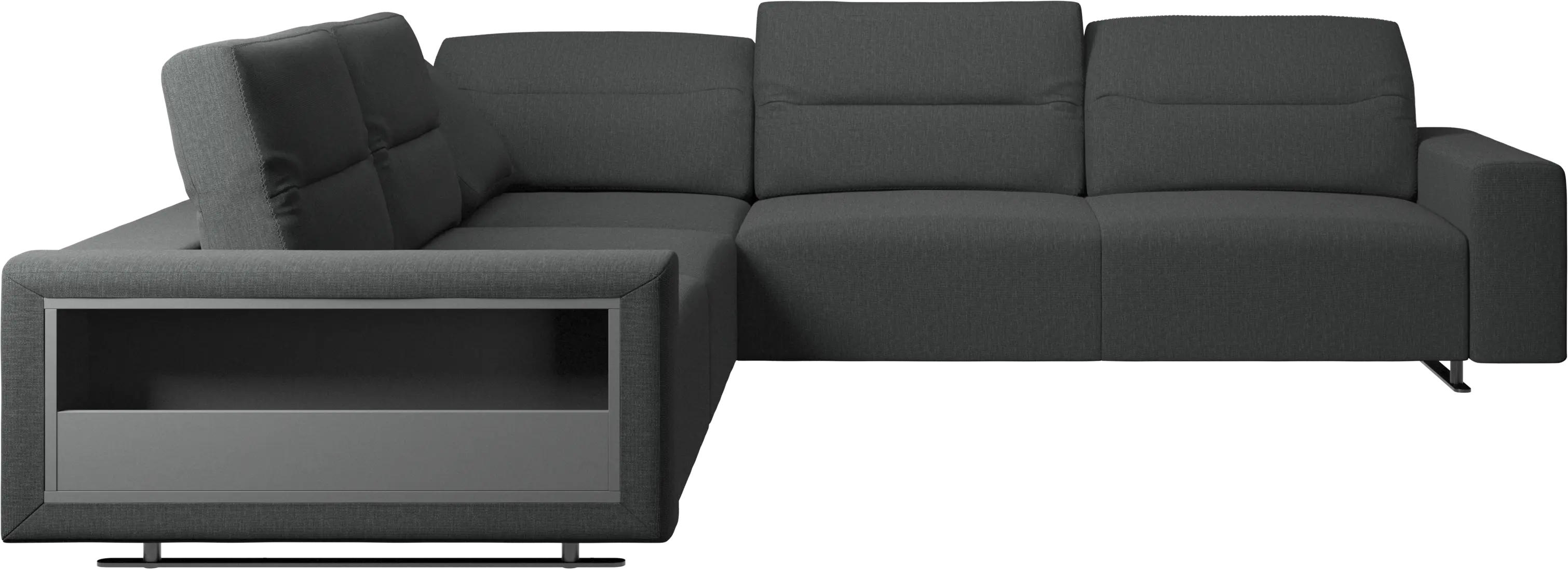 Hampton corner sofa with adjustable back and storage on left side