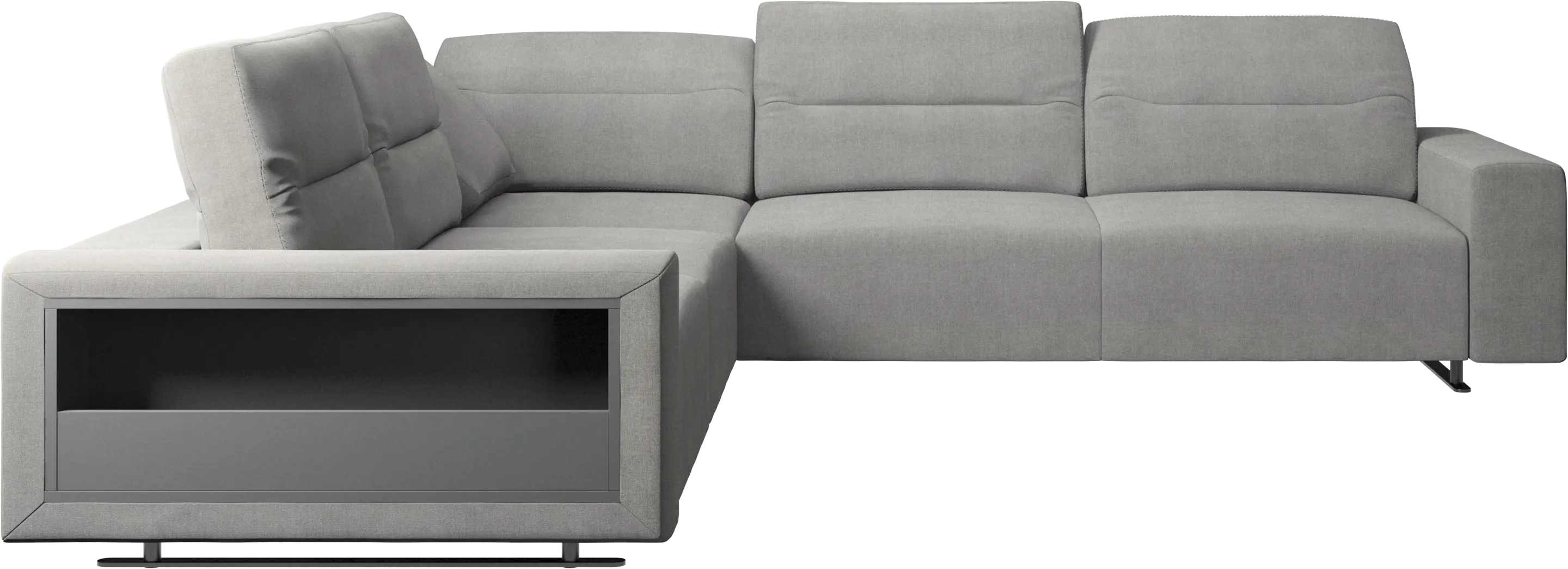 Hampton corner sofa with adjustable back and storage on left side