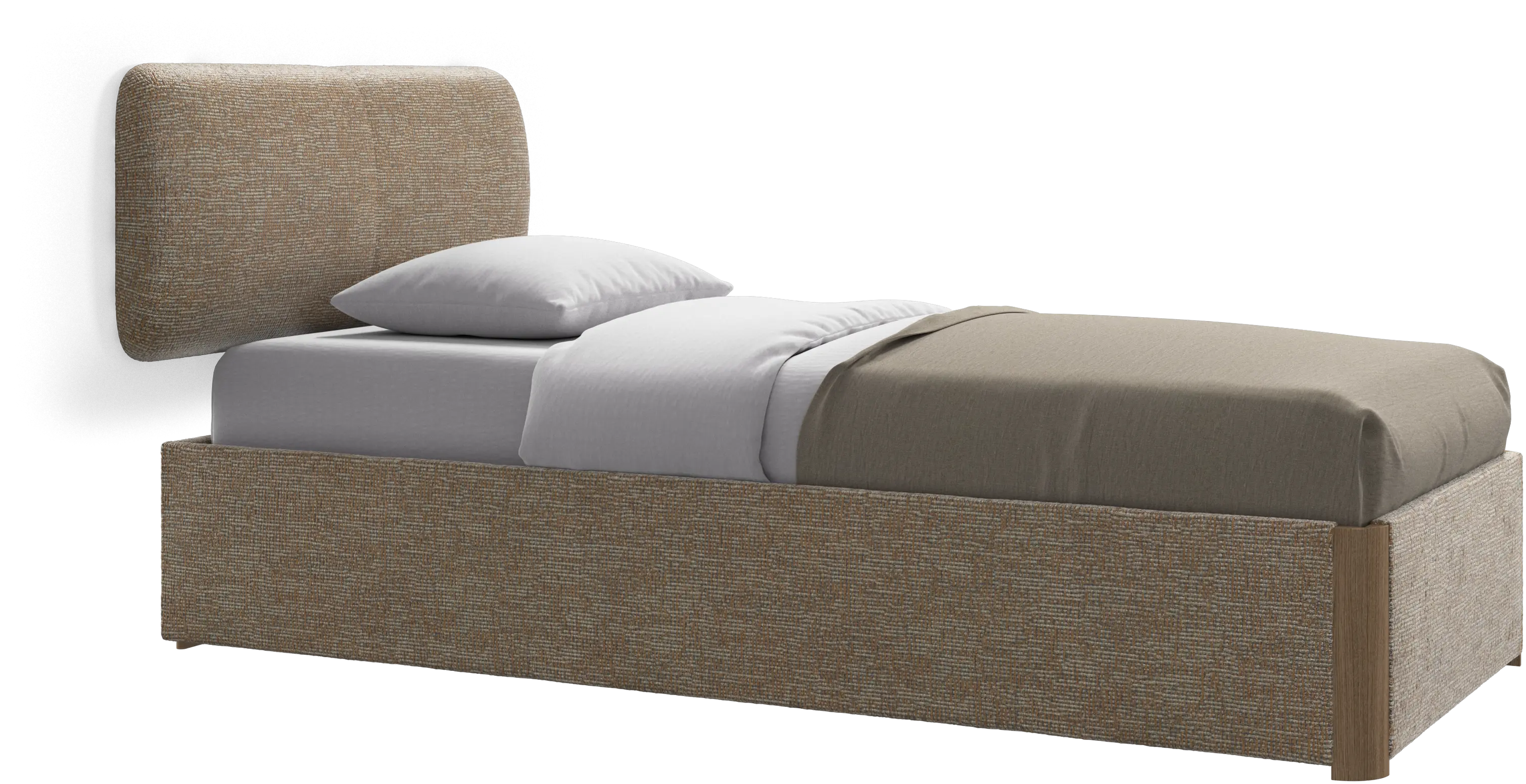 Element bed, wall-mounted headboard, with slats and storage solution, excl. mattress