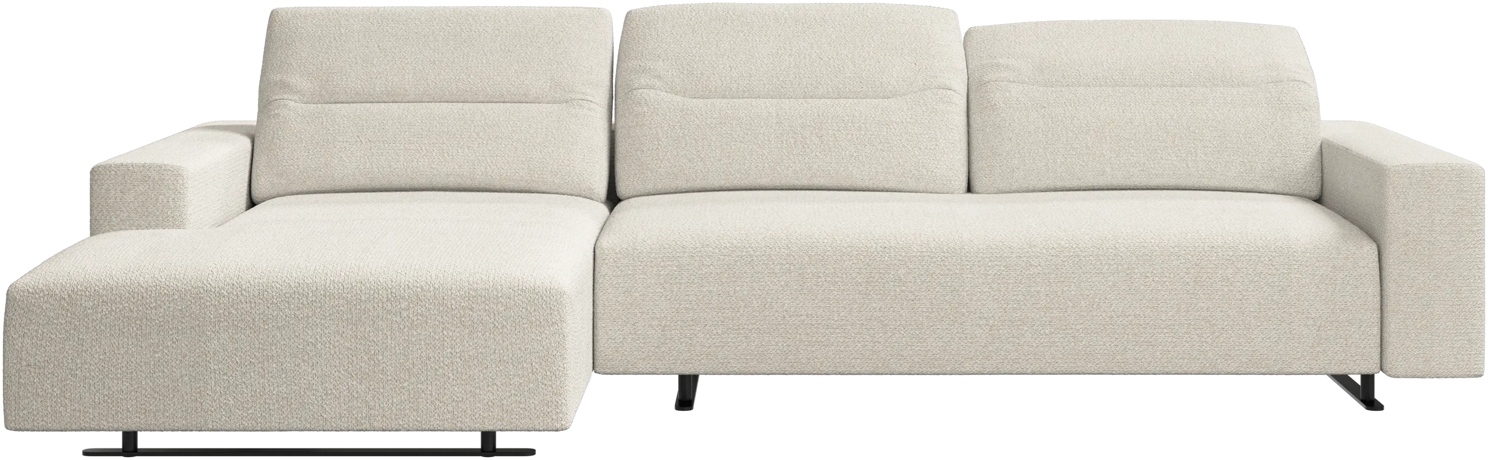 Hampton sofa with adjustable back and resting unit left side, storage right side