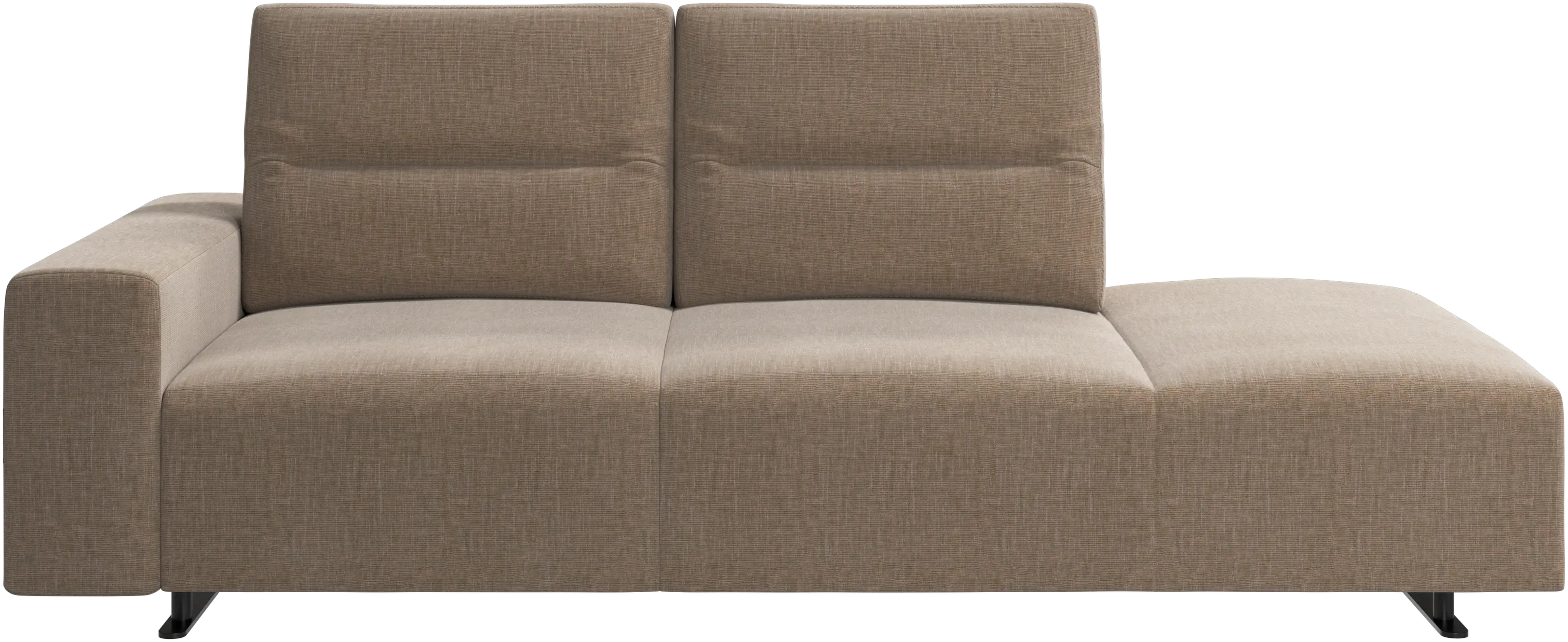 Hampton sofa with adjustable back and lounging unit right side, armrest left