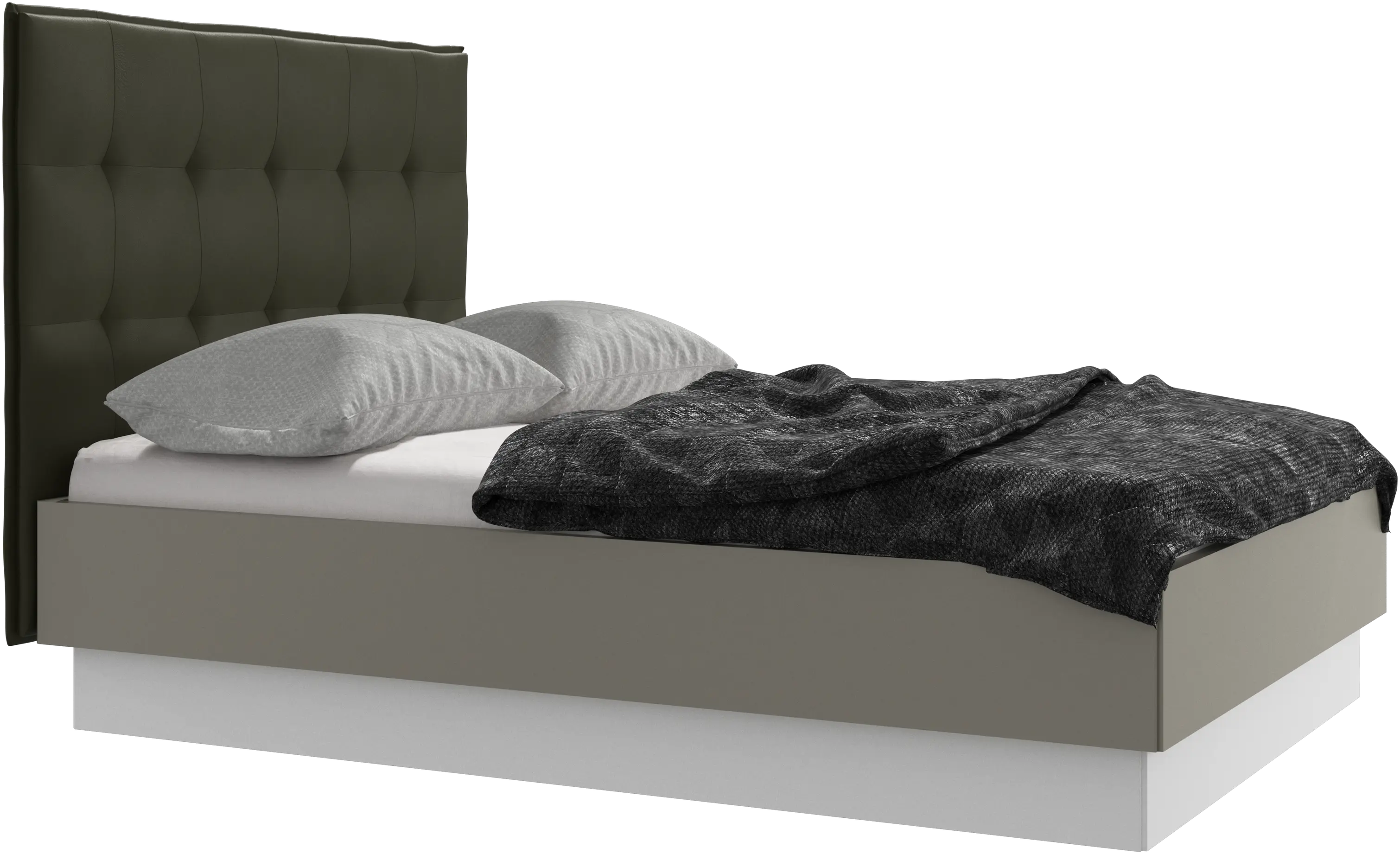 Lit Lugano avec rangement intégré, sommier inclus, hors matelas