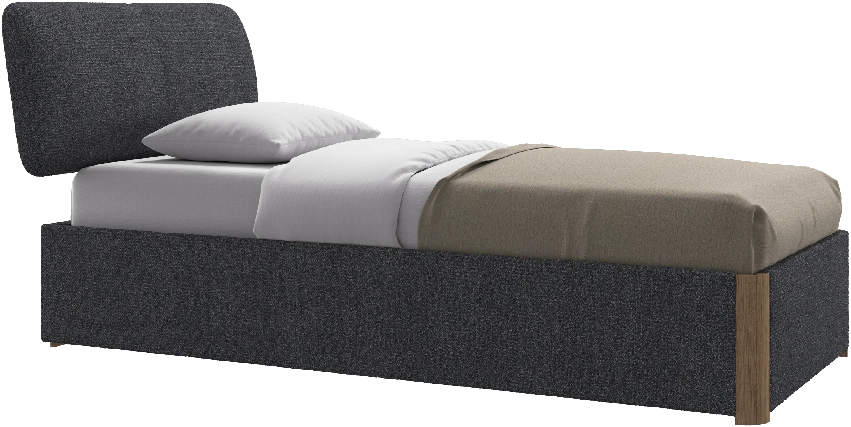 Element bed, bed-mounted headboard, with slats and storage solution, excl. mattress