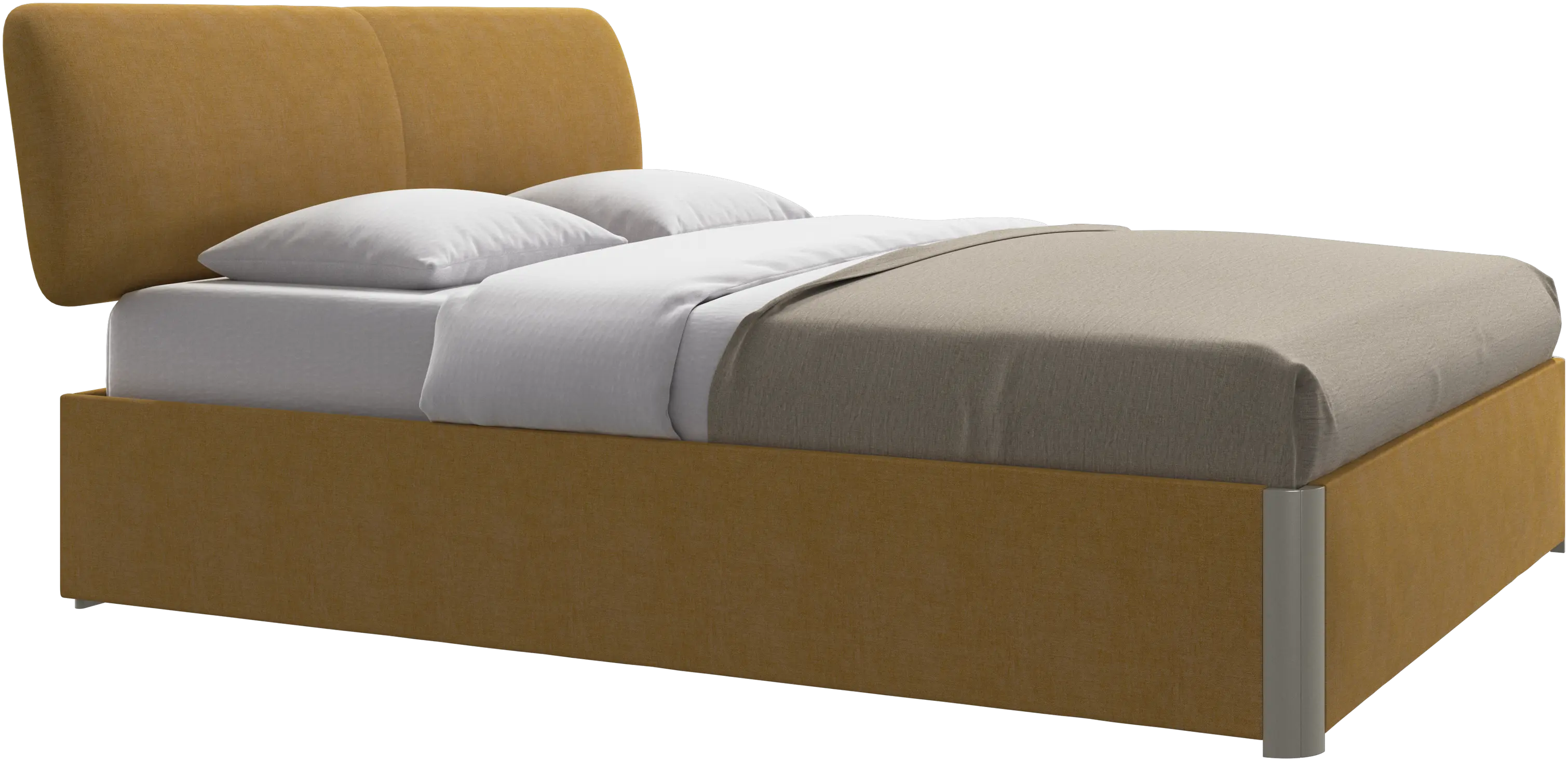 Element lit, tête de lit fixée au lit, avec lattes et solution de stockage, excl. matelas