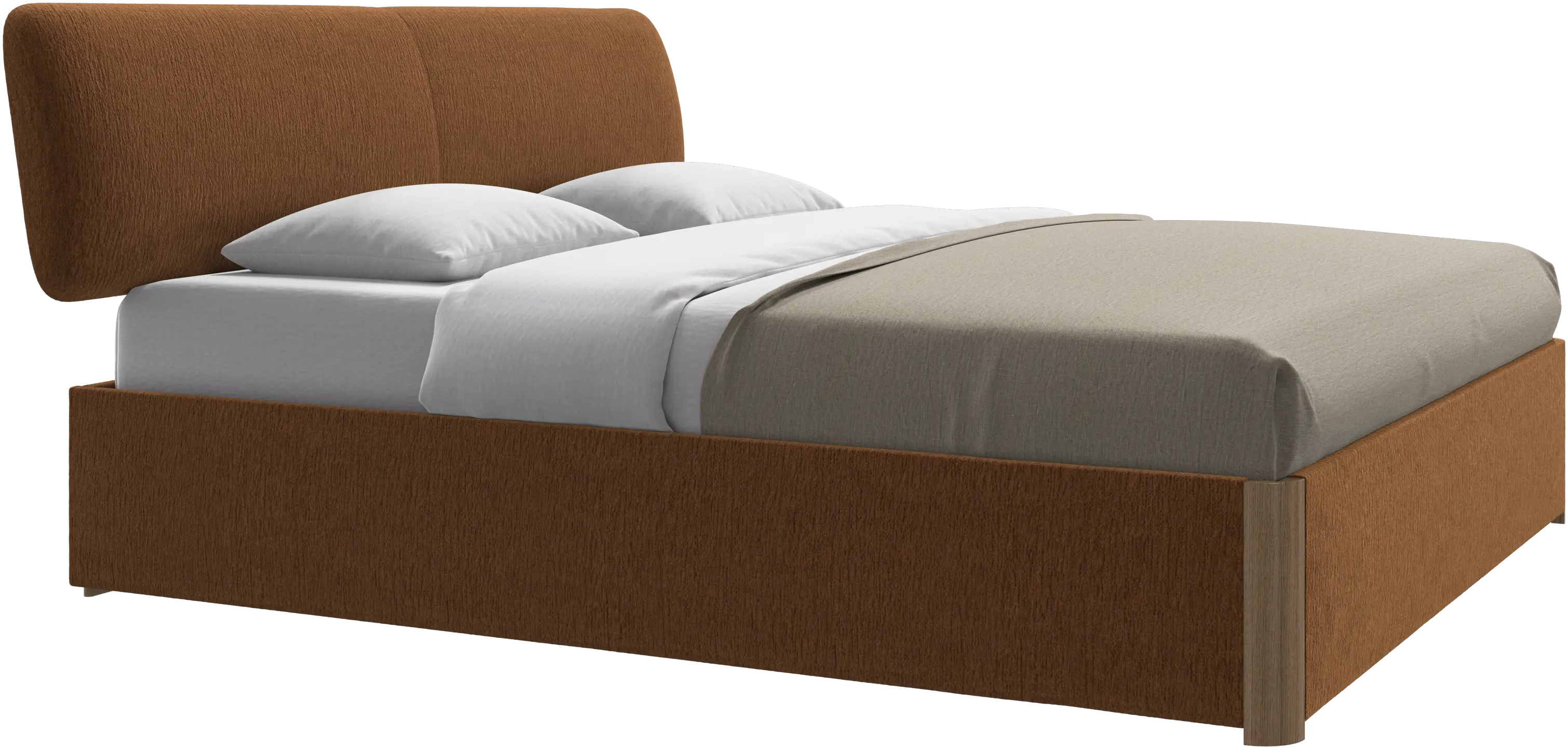 Element lit, tête de lit fixée au lit, avec lattes et solution de stockage, excl. matelas