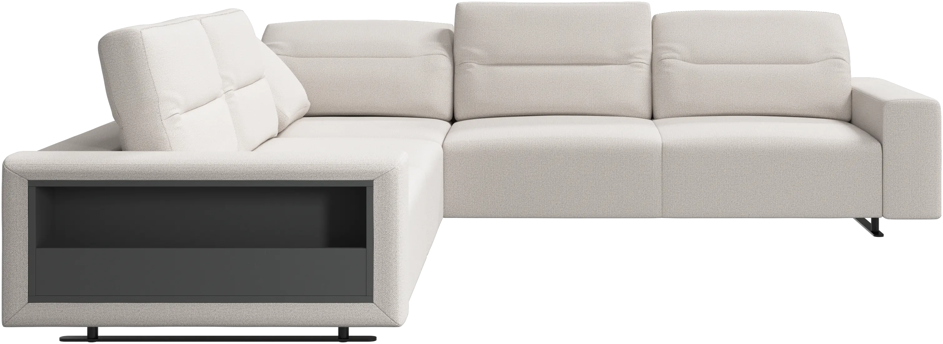 Hampton corner sofa with adjustable back and storage on left side