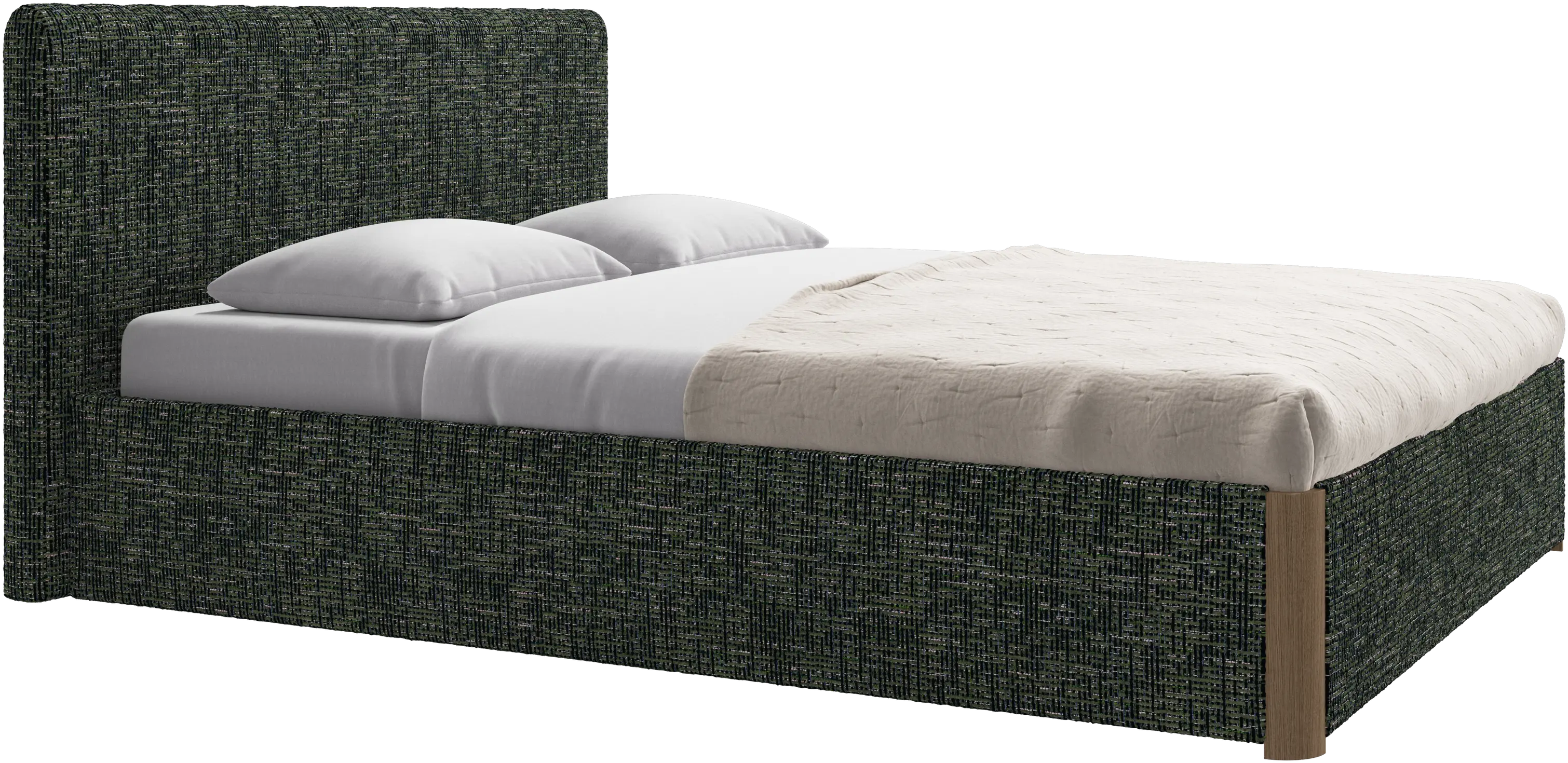 Element bed, bed-mounted headboard, with slats and storage solution, excl. mattress