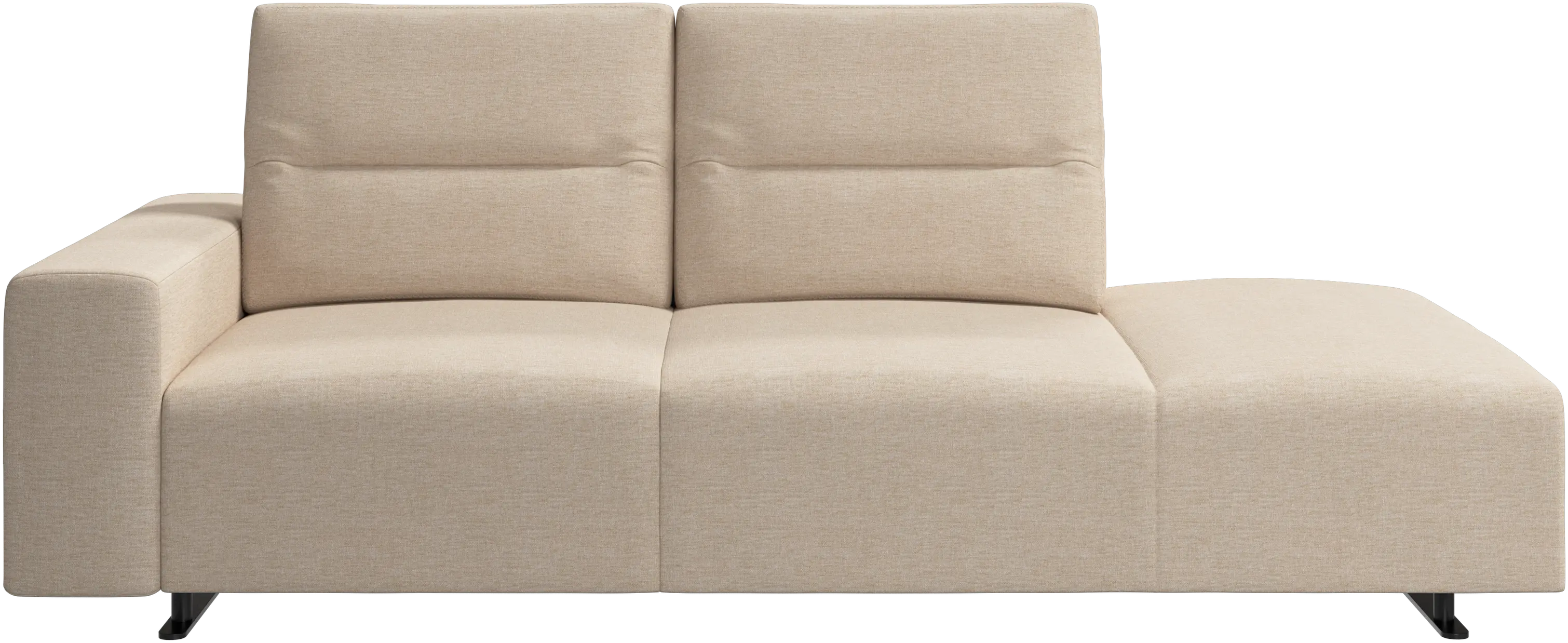 Hampton sofa with adjustable back and lounging unit right side, armrest left